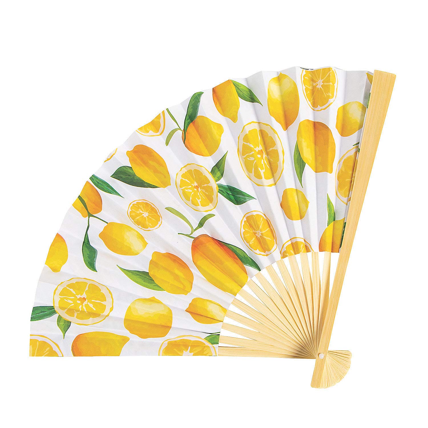 12 Pack Lemon Printed Folding Hand Fans - Bulk Summer Party Favors, Wedding Decorations & Outdoor Events - Perfect for Beach, Picnic, and Pool Party Supplies