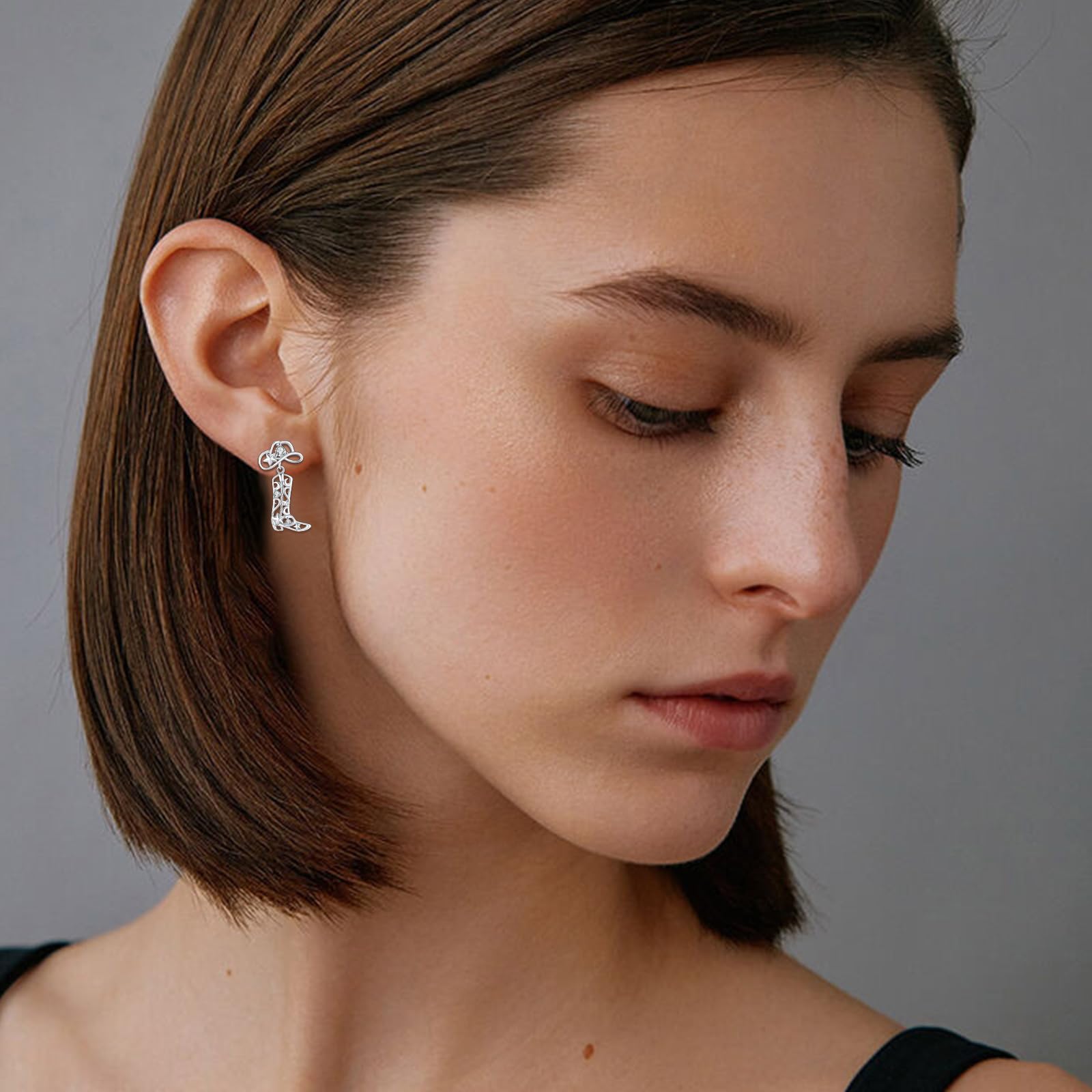 Cowgirl & Heart Earrings for Women - 925 Sterling Silver Dangle Drop Earrings | Hypoallergenic Stud Jewelry | Perfect Gift for Girls, Teens & Cowgirl Lovers | Great for Western Parties, Rodeo Events & Everyday Wear