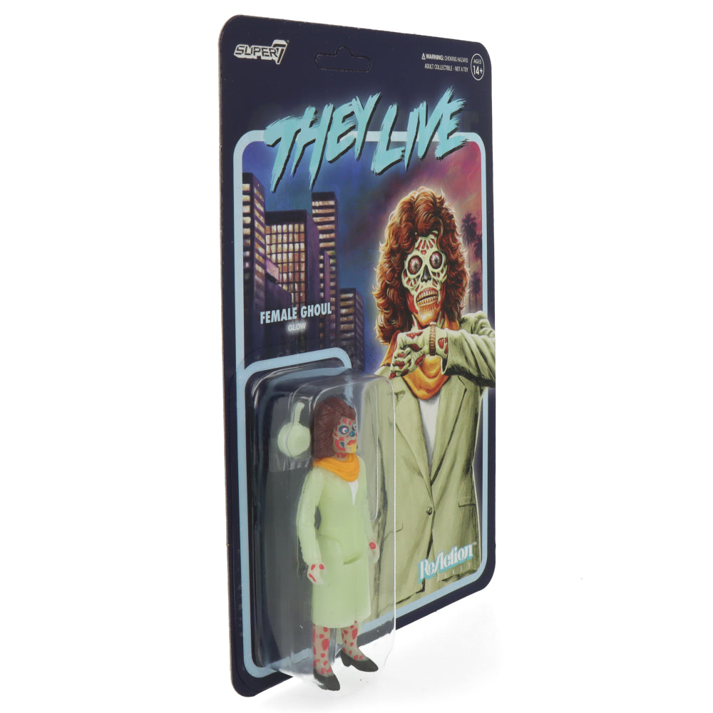 Female Ghoul Glow-in-the-Dark They Live ReAction Figure - Collectible Horror Movie Character for Display & Nightlight Scenes