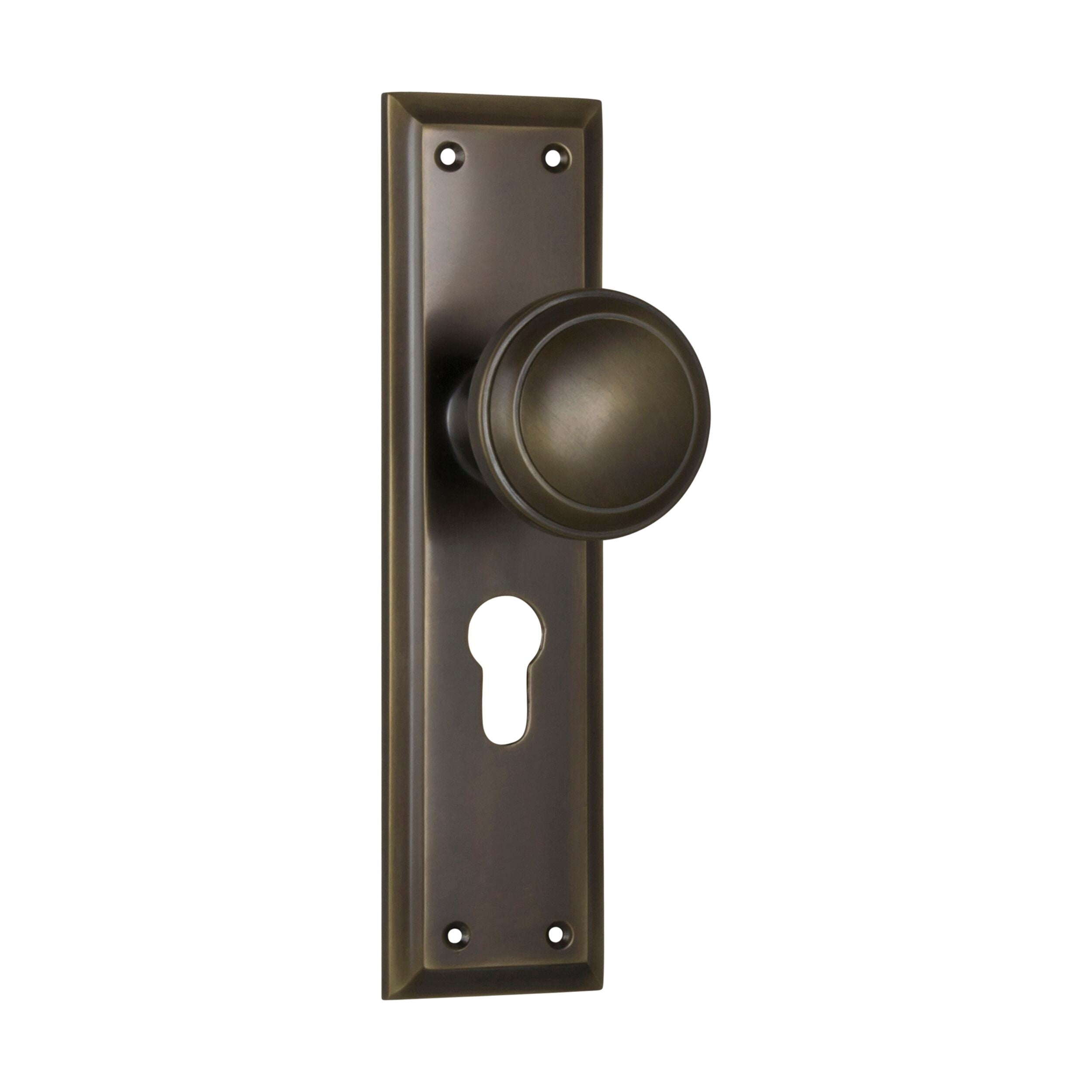 Milton Euro Pair Antique Brass Door Knob Set - 0724E H200xW50xP73mm - Vintage Style Hardware for Interior Doors & Cabinets - Perfect for Home Renovation and Classic Decor