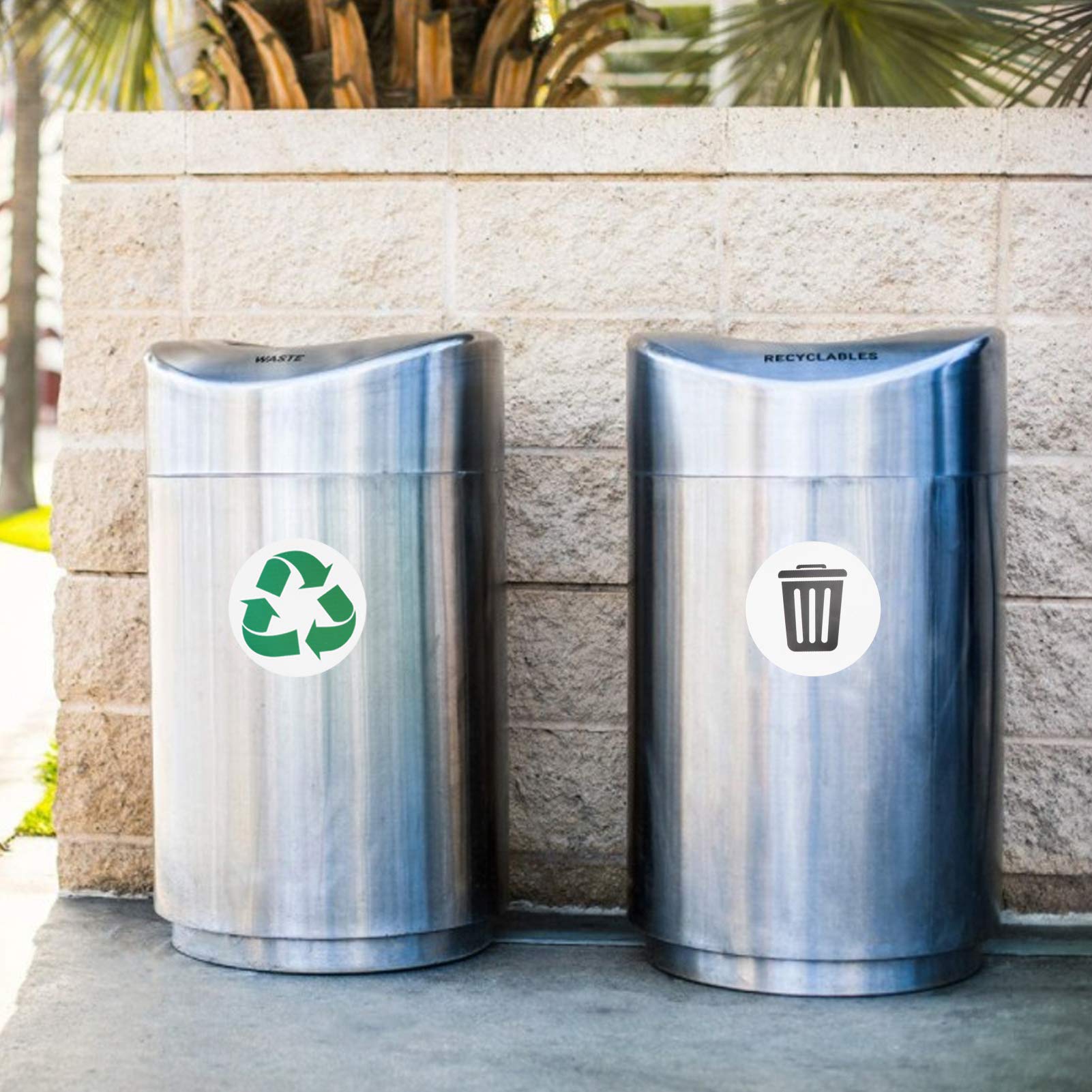18 Pcs Self-Adhesive Bin Stickers - 9 Trash Can Signs & 9 Recyclable Labels for Waste Sorting | Perfect for Home, Office & Public Recycling Bins