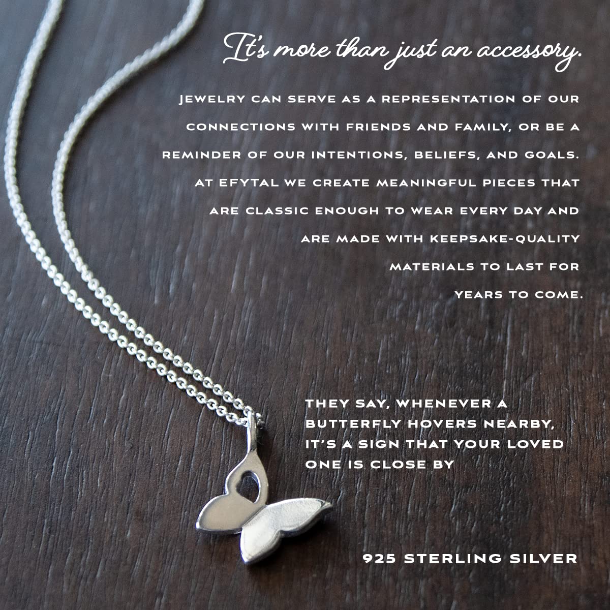 EFYTAL 925 Sterling Silver Butterfly Memorial Necklace - Sympathy Gift for Loss of Loved One, Bereavement Jewelry for Women, Thoughtful Miscarriage Gift for Mothers - Perfect for Funerals, Memorial Services & Comforting Grieving Friends