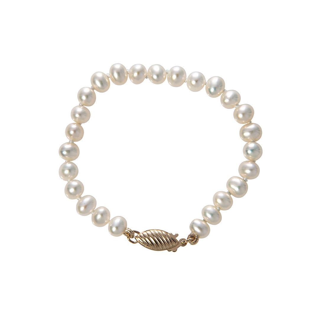 14K Yellow Gold Baby Freshwater Pearl Bracelet for Girls - Elegant & Dainty Jewelry Gift for Birthdays, Baptism, or Special Occasions