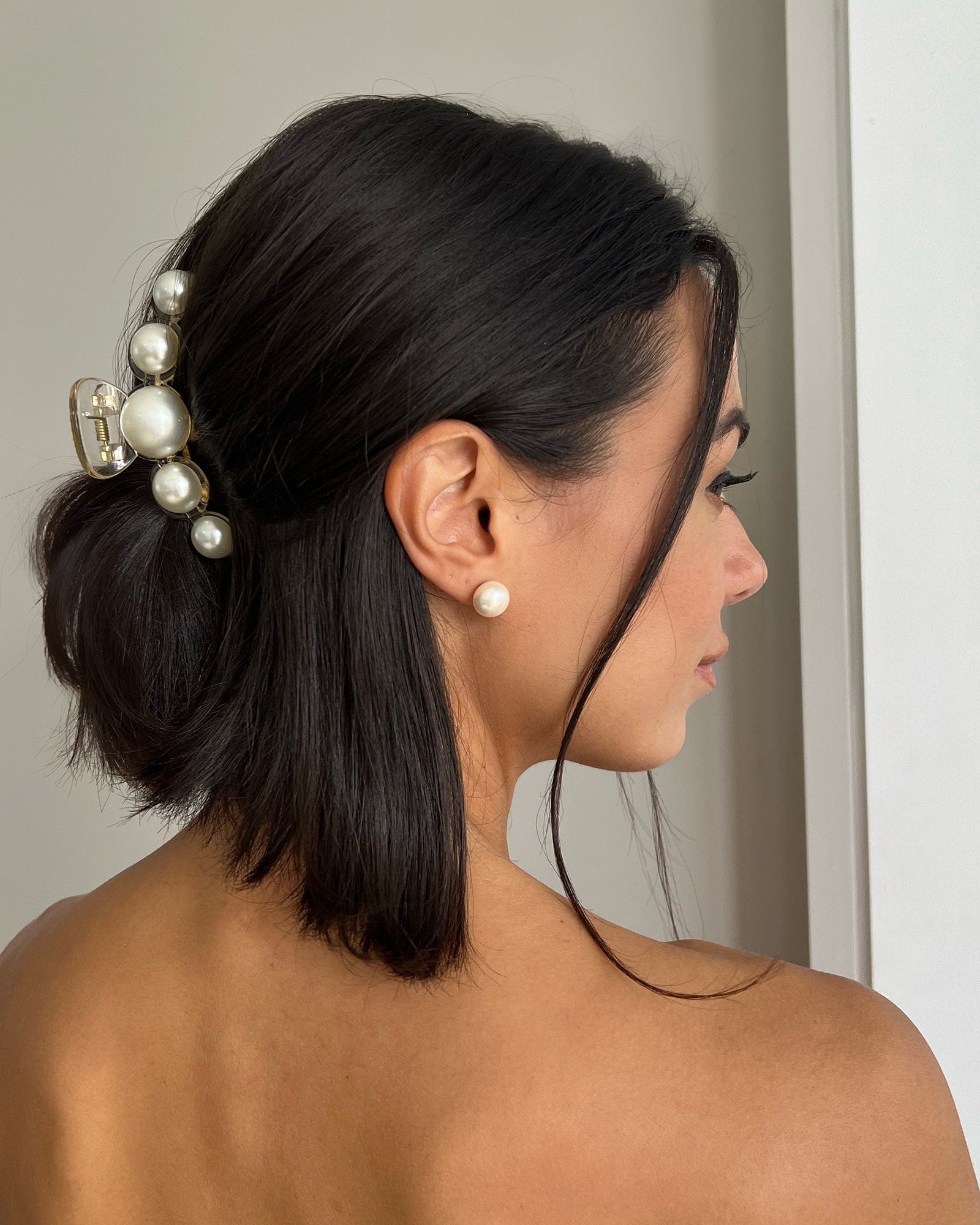 Izoa Calista Peach Pearl Stud Earrings - Elegant & Timeless Jewelry for Women, Perfect for Weddings, Parties & Everyday Wear