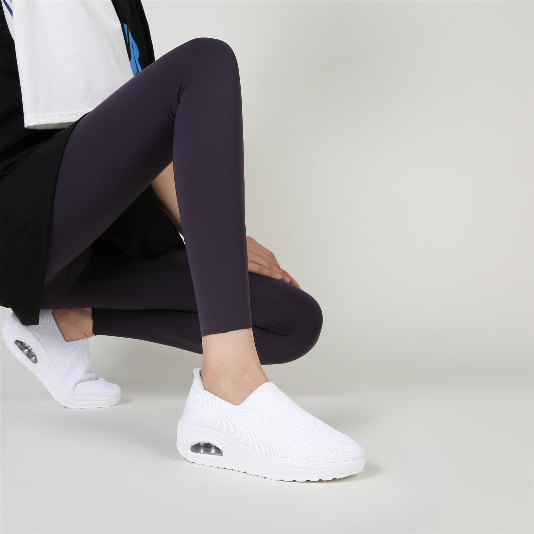 EnllerviiD Women's Mary Jane Sneakers - Non-Slip Platform Air Cushion Walking Shoes with Orthotic Support, Lightweight Healthcare Rocker Wedge for Comfort & Posture | Perfect for Work, Travel & Daily Activities