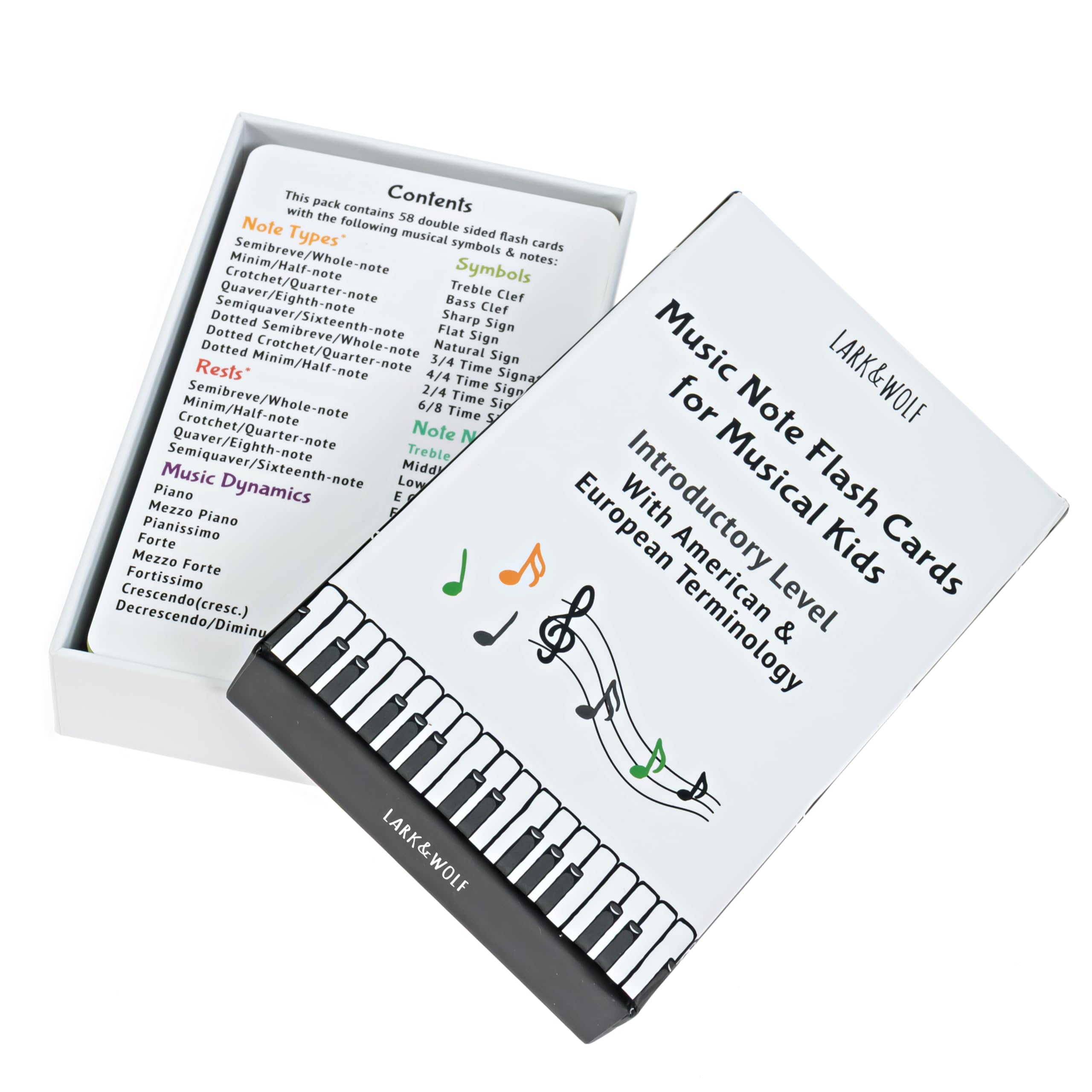 Lark & Wolf Learn to Read Music Flashcards - 56 Large Size Music Note Theory Cards for Kids & Piano Beginners | Perfect for Music Lessons, Homeschooling & Early Childhood Education