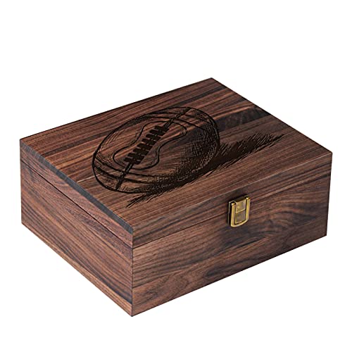 Wooden Football Memory Keepsake Box - Decorative Treasure Chest for Jewelry, Photos, Toys & Mementos | Perfect for Sports Memorabilia Storage, Gift Giving & Home Decor