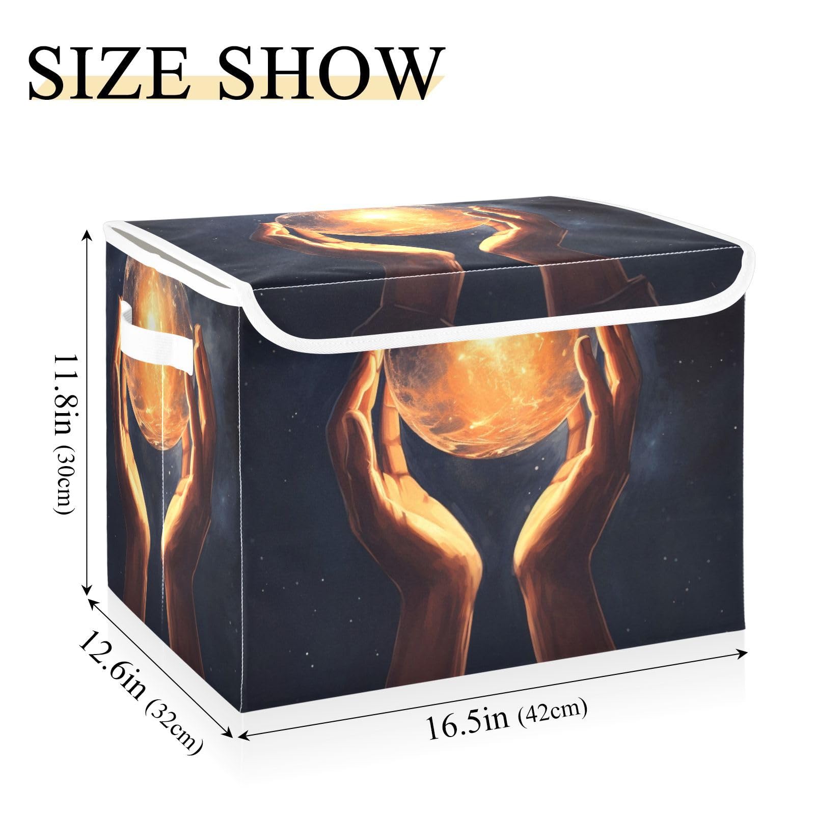 Foldable Fabric Storage Bins with Lids - Collapsible Moon Design Organizer Baskets for Bedroom, Closet & Office - Perfect for Home Organization & Space Saving
