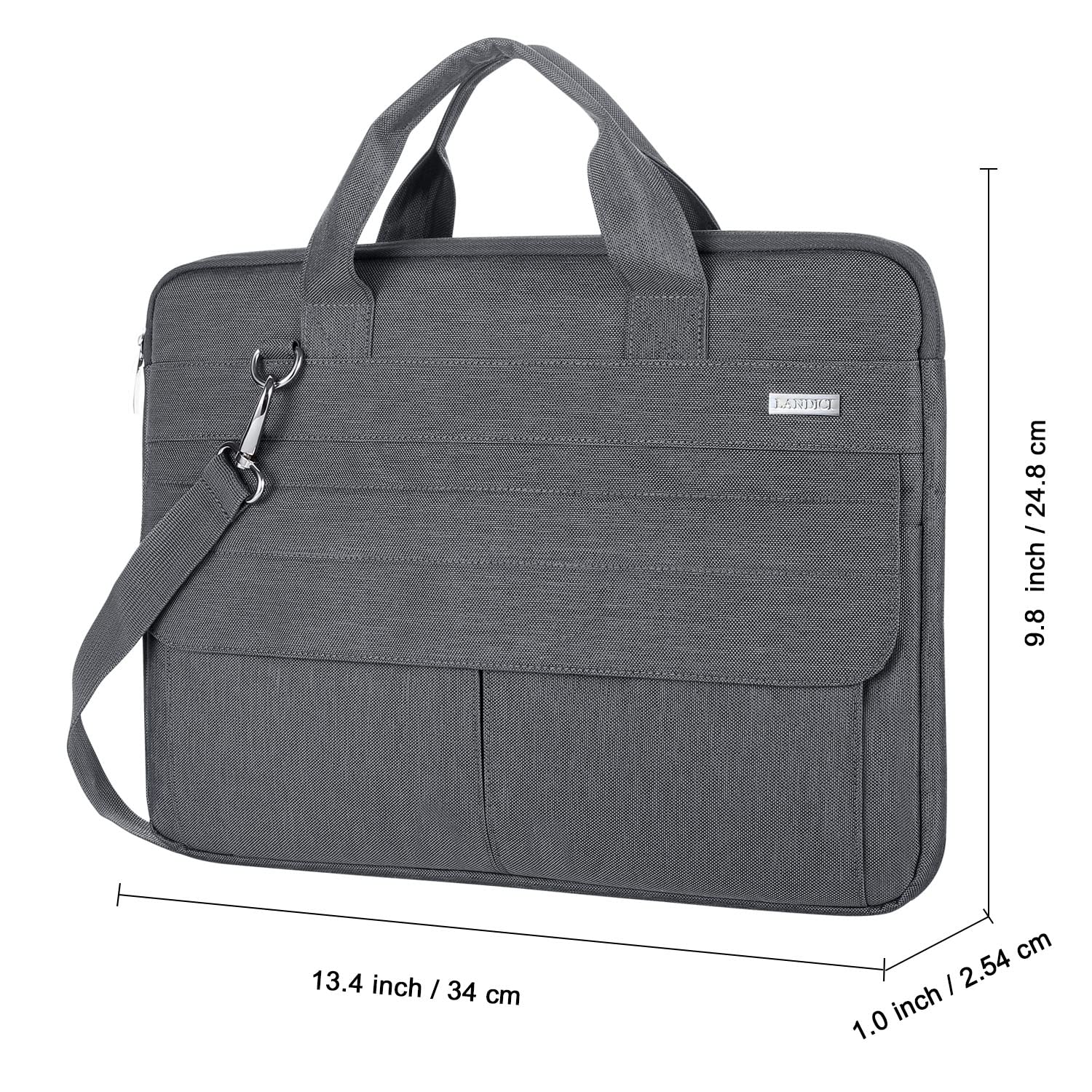 LANDICI Slim Waterproof Laptop Bag 13-14 Inch - Lightweight Carrying Case with Shoulder Strap for MacBook Air 13/13.3 M1 M2, MacBook Pro 13/14, Chromebook 14 - Perfect for Work, School & Travel (Grey)