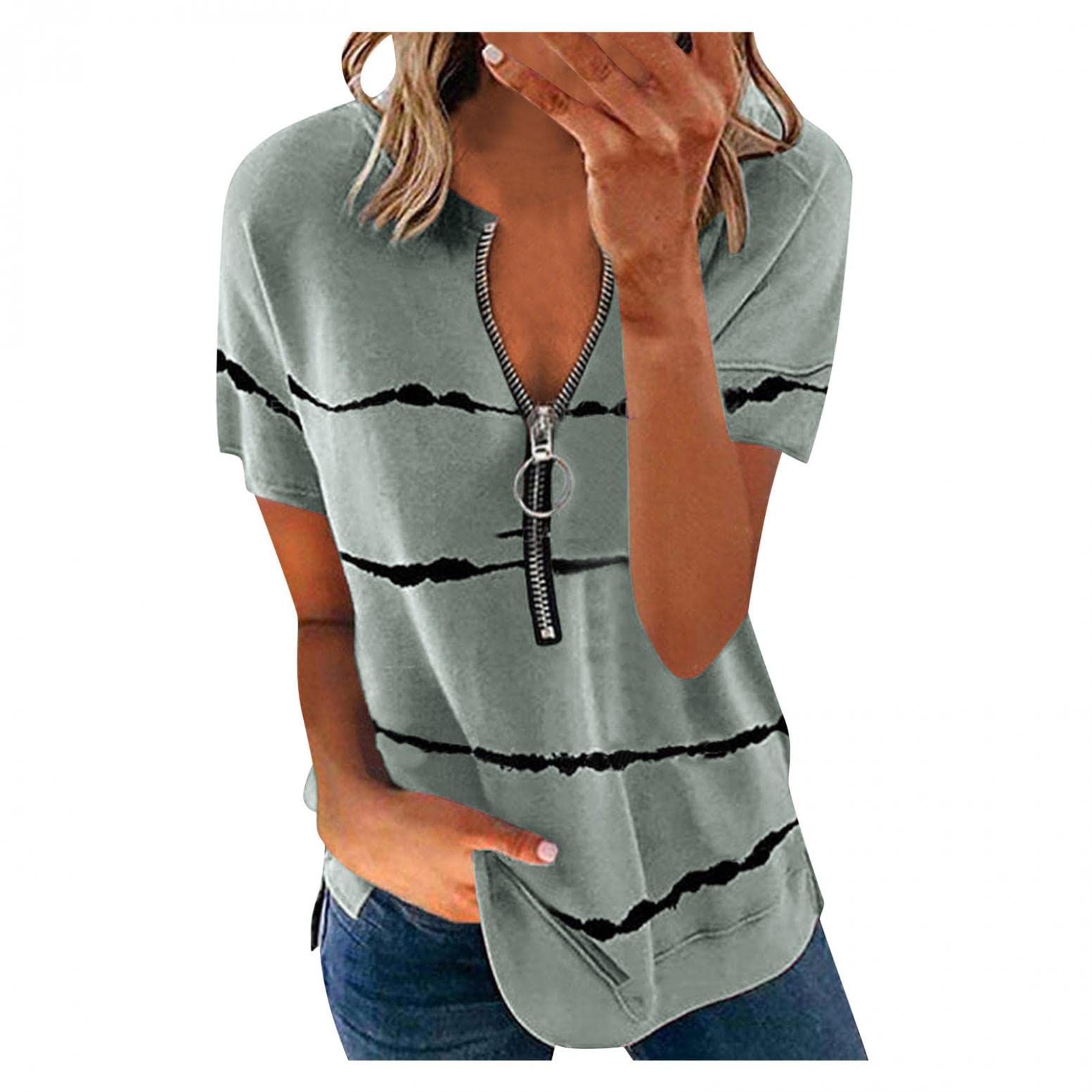 Floral Print Short Sleeve Tunic Tops for Women - Flowy Pleated Blouse to Wear with Leggings | Casual Outfit & Layering Essential