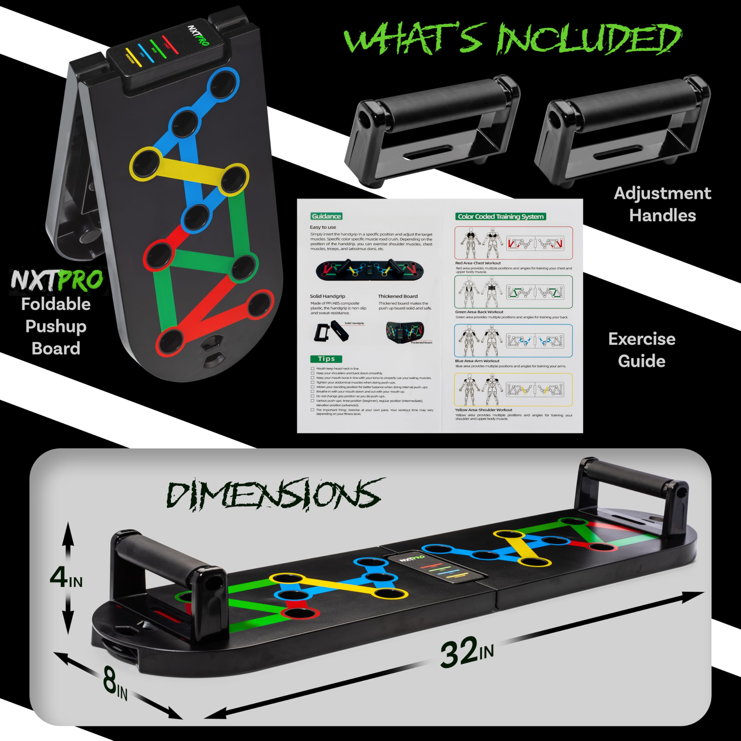 Foldable Push Up Board - Full Body Workout Equipment for Home Gym & CrossFit | Perfect Fitness Gift for Men & Women