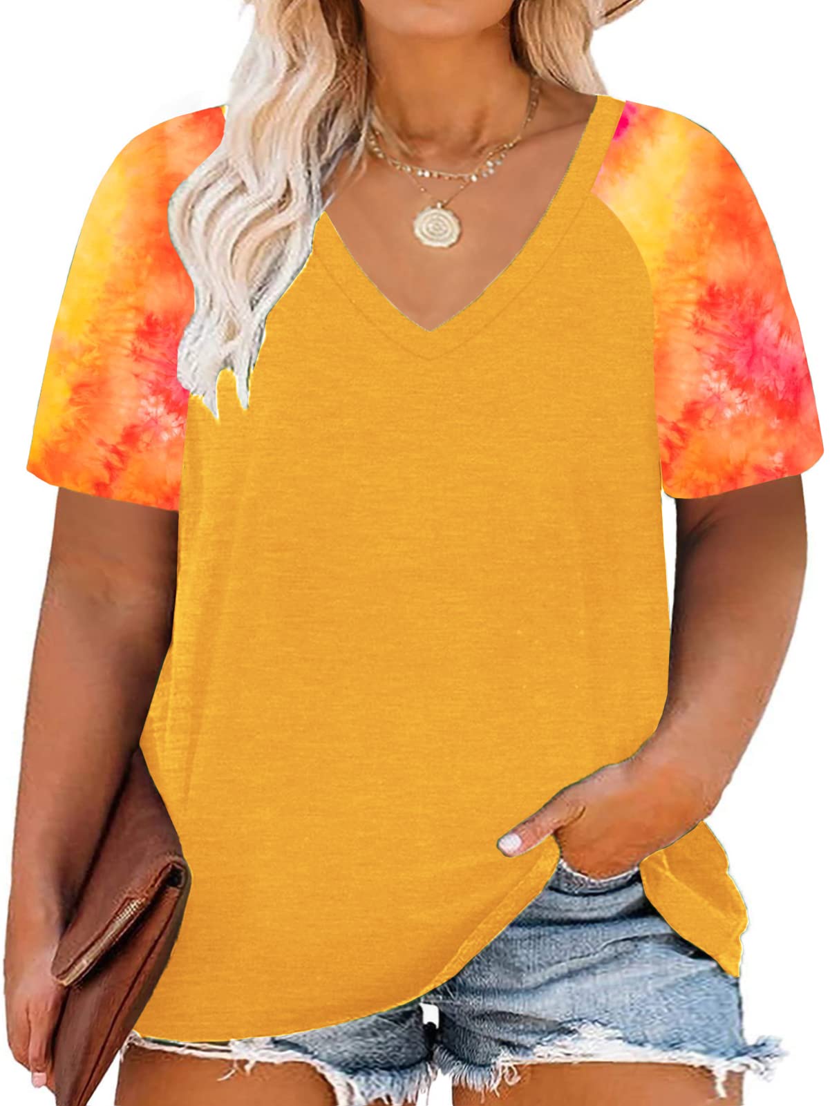ALLOEGT Plus Size Women's Short Sleeve Raglan T-Shirts - Summer Casual Tee Tops for Comfort & Style | Perfect for Everyday Wear, Weekend Outings & Vacation