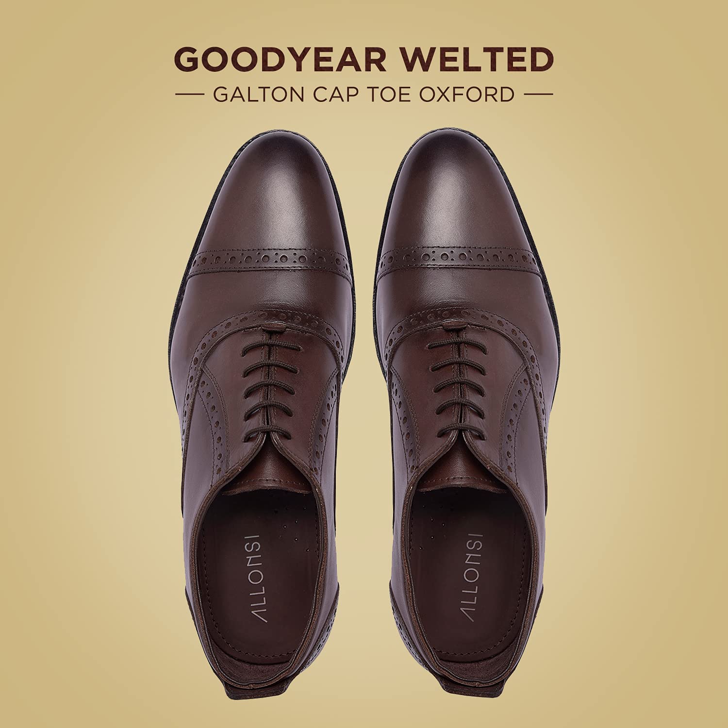 Premium Genuine Leather Oxford Dress Shoes for Men - Goodyear Welted Cap Toe Formal Shoes | Handcrafted Luxury Leather Sole Wedding & Business Shoes | Perfect for Office, Ceremonies & Special Occasions