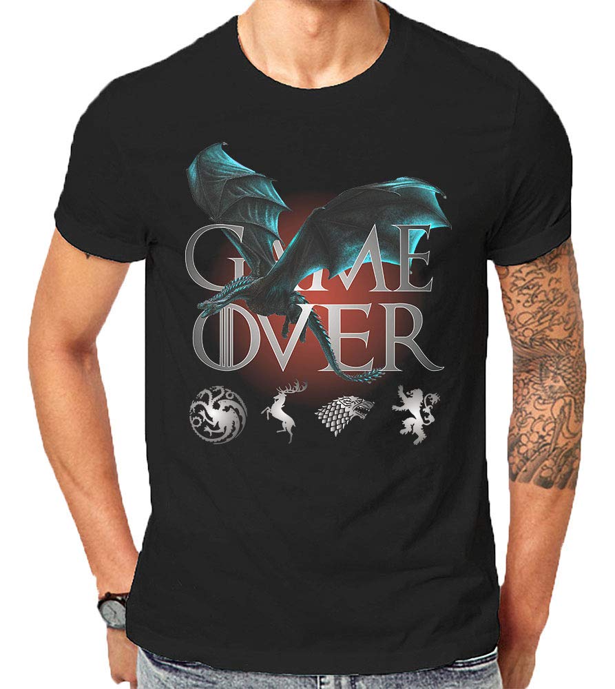 GOT Game of Thrones House of the Dragon Fire T-Shirt for Men XL Black - Fantasy TV Show Merchandise Gift for Fans