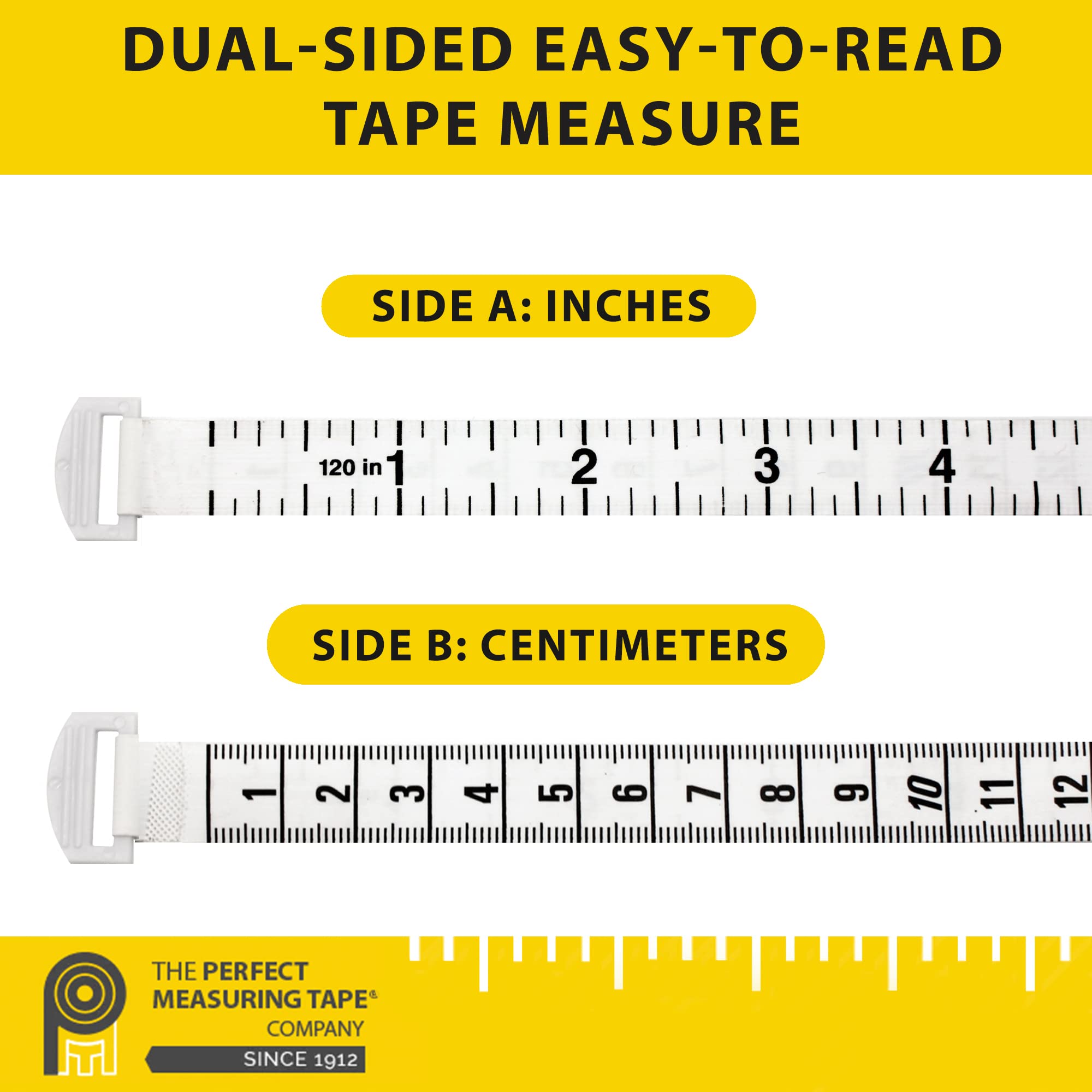 Premium 120-Inch Extra Long Retractable Measuring Tape - Dual-Sided Inches & Metric (3m) for Tailoring, Sewing & DIY Projects - Flexible SR18 White Model - Perfect for Dressmaking, Crafting & Home Improvement