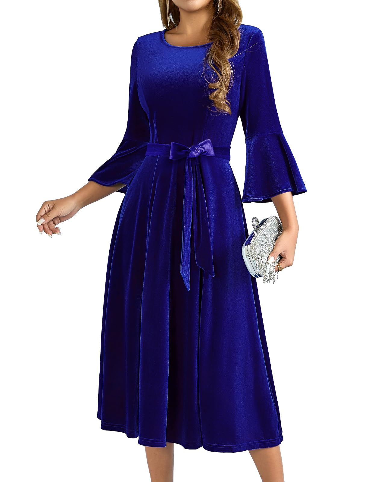 Elegant Velvet Dress for Women - Long Sleeve Velvet Cocktail Dress for Wedding Guest, Evening Party & Special Occasions | Perfect for Holiday Gatherings, Date Nights & Formal Events