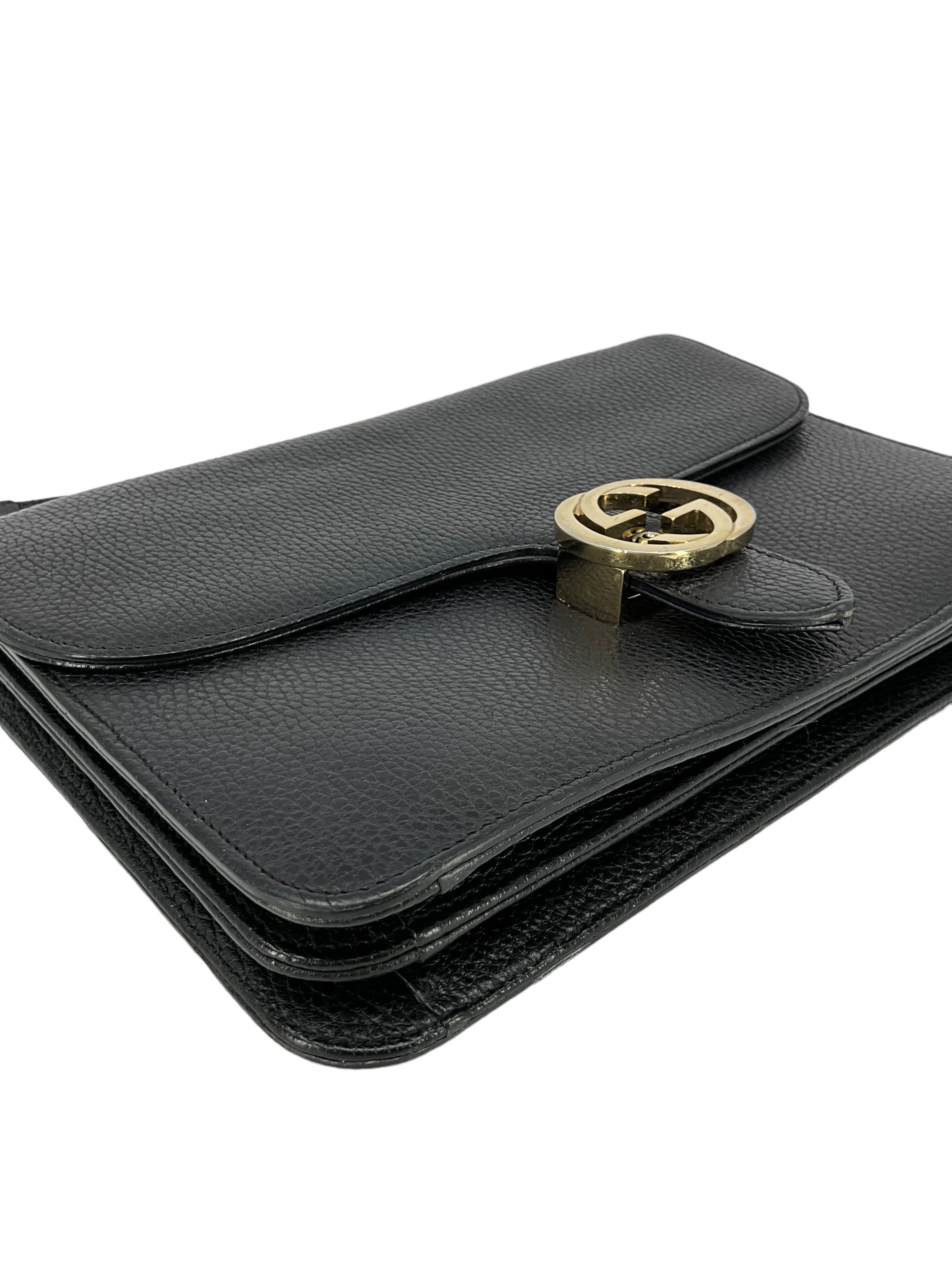 Gucci GG Interlocking Medium Dollar Leather Shoulder Bag for Women - Luxury Designer Handbag for Work, Travel & Evening Events