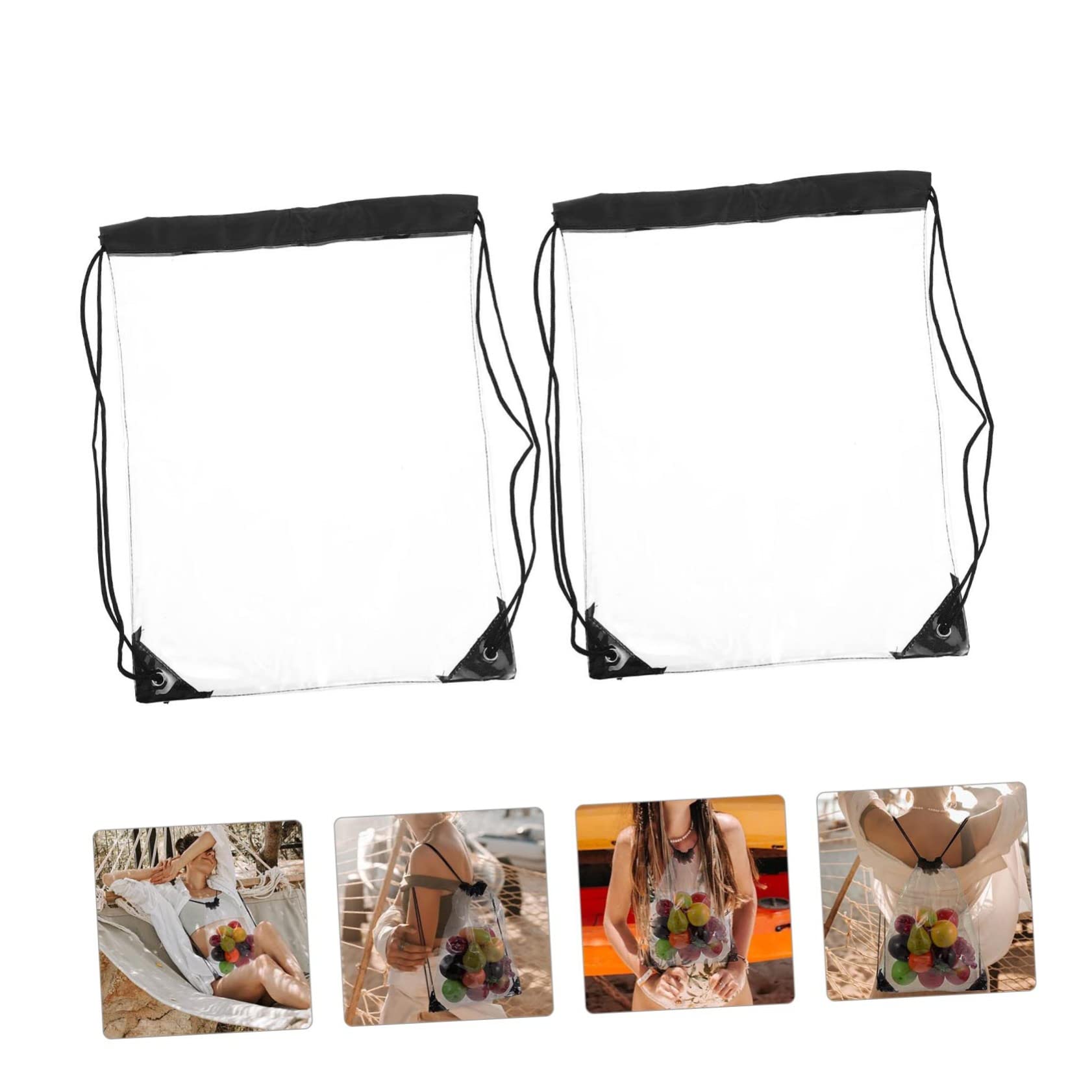 Veemoon 2-Pack Waterproof Drawstring Makeup & Toiletry Bags for Women - Travel Cosmetic Organizer, Beach Essentials Storage, Gym Shower Caddy, Camping Toiletries Pouch