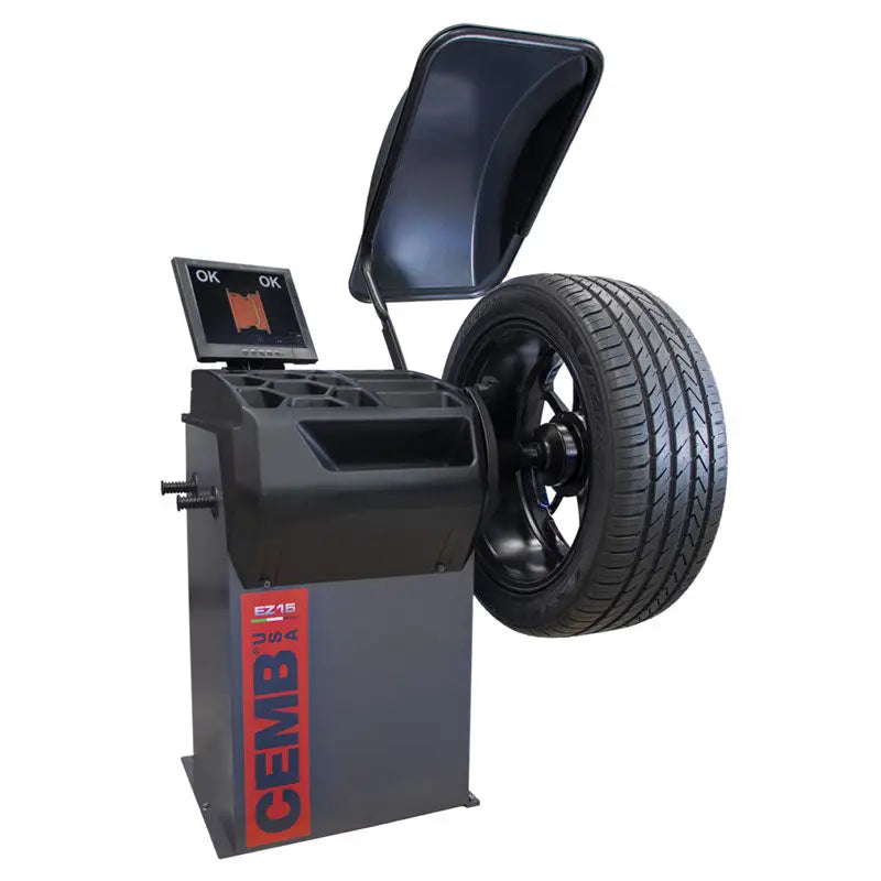 Cemb EZ15 3D Wheel Balancer with Touch Screen - Space Saving Design for Auto Shops & Tire Stores (Perfect for Vehicle Alignment & Tire Balancing)