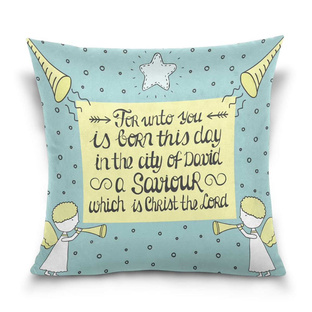 ALAZA Christmas Bible Verse Pillow Cover - 18x18 Inch Velvet Cushion for Bed Decor