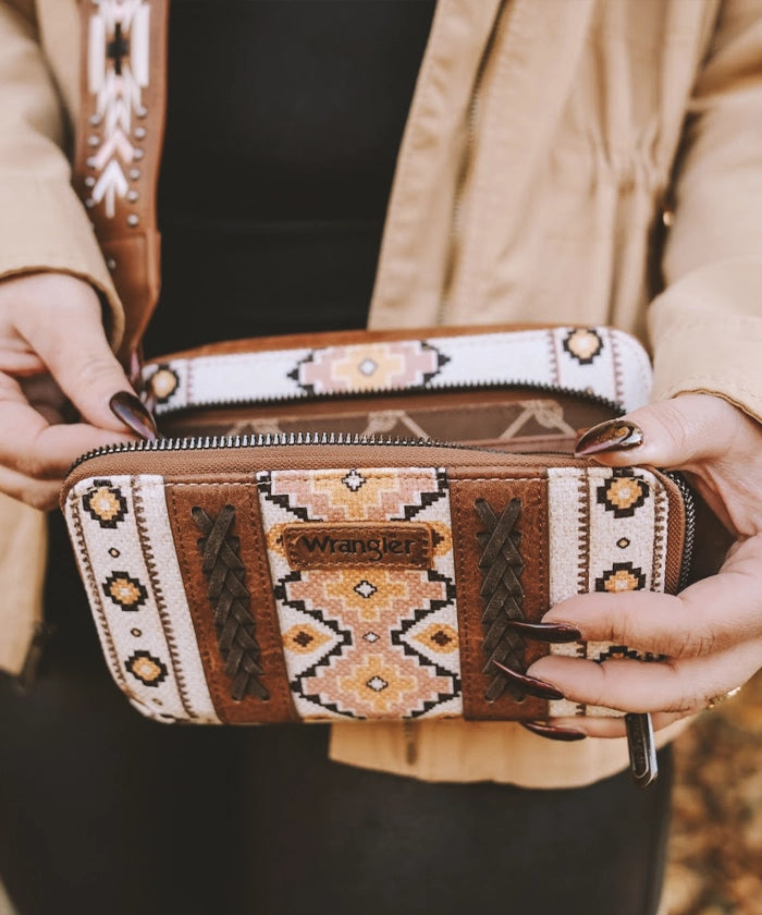Wrangler Aztec Printed Crossbody Purse - Stylish Boho Shoulder Bag for Women | Perfect for Travel, Shopping & Everyday Use