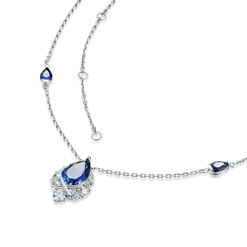 5.41 Carat Pear Shaped Blue Sapphire Pendant Necklace - 925 Sterling Silver Jewelry for Women - Perfect for Weddings, Anniversaries & Special Occasions