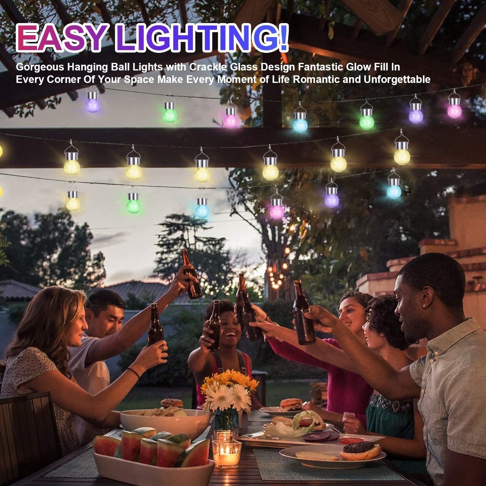 20 Pack Solar Crackle Glass Ball Lights - Outdoor Hanging Waterproof Christmas Decorations for Trees, Gardens, Pathways & Backyards - Warm White & Daylight White Options - Perfect for Holiday Decor, Patio Lighting & Landscape Illumination