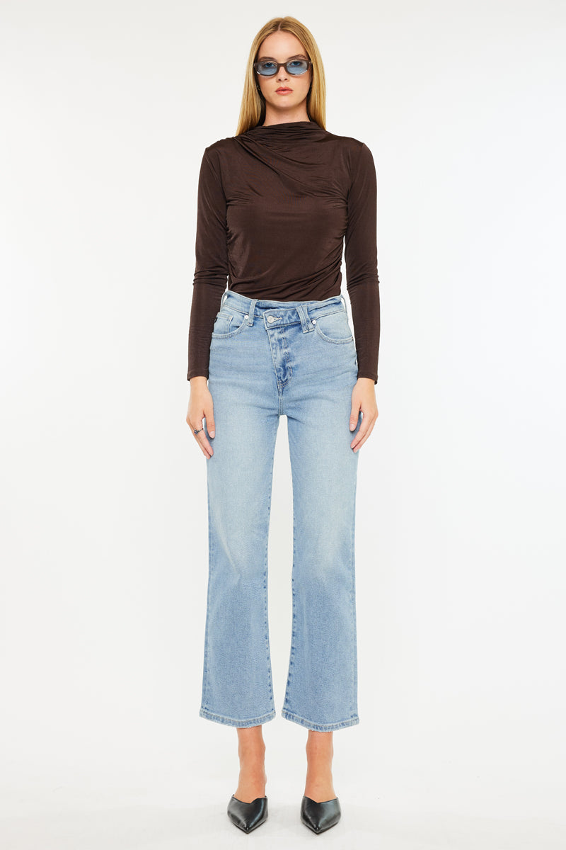 Bethany High Rise 90's Criss Cross Straight Leg Jeans for Women | Vintage Denim Pants | Perfect for Casual Wear, Street Style & Retro Outfits