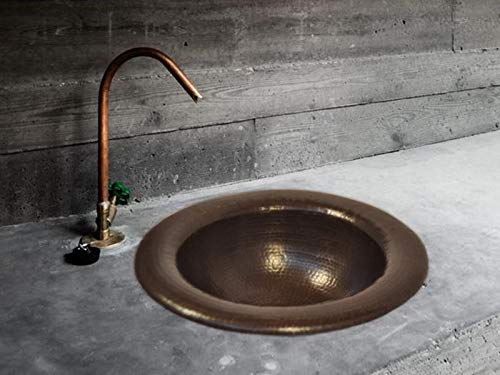 Maestro Ananda Design CRBMA-DB Dark Brown Copper Round Bathroom Sink - 5 x 15.75 x 15.75 Inches - Perfect for Modern Farmhouse, Rustic, and Industrial Style Bathroom Renovations