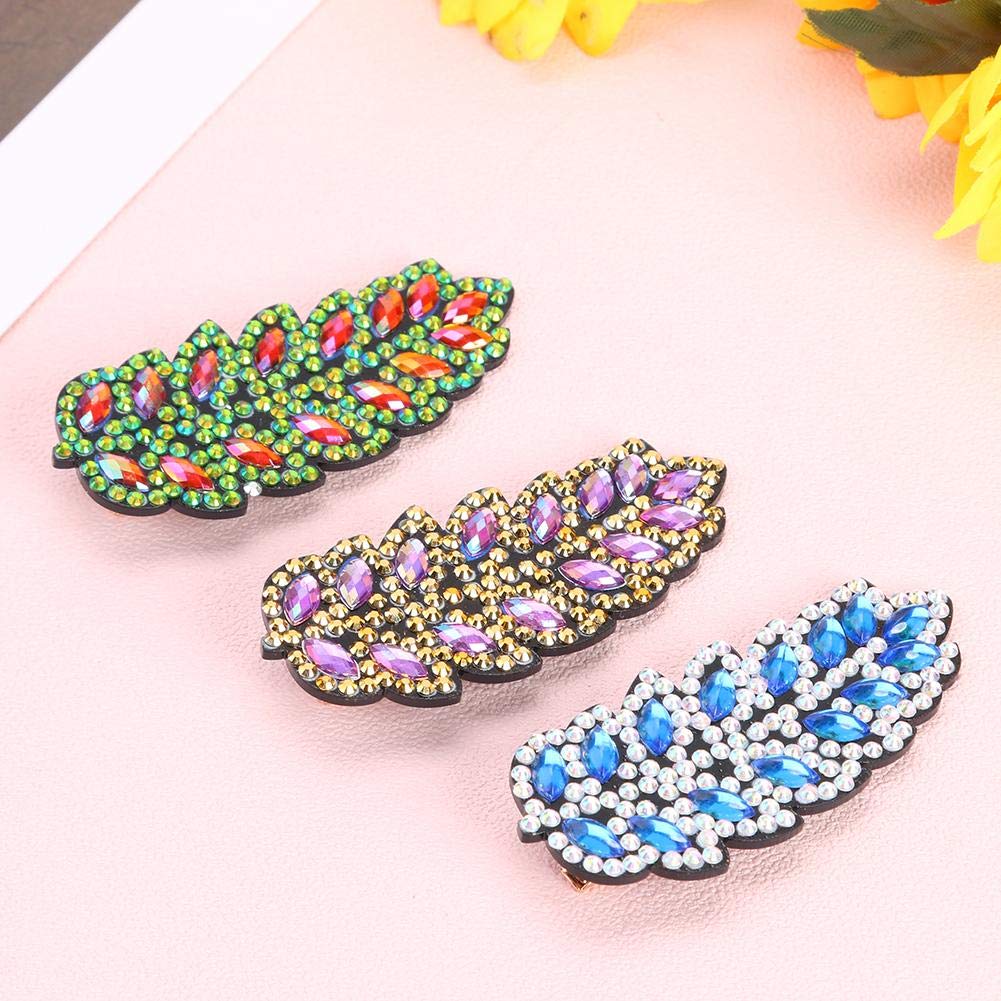 3PCS DIY Crystal Leaf Hair Clips - 5D Handmade Women's Hairpins, Barrettes & Bobby Pins for Wedding, Party & Daily Use - Elegant Hair Accessories for Women & Girls