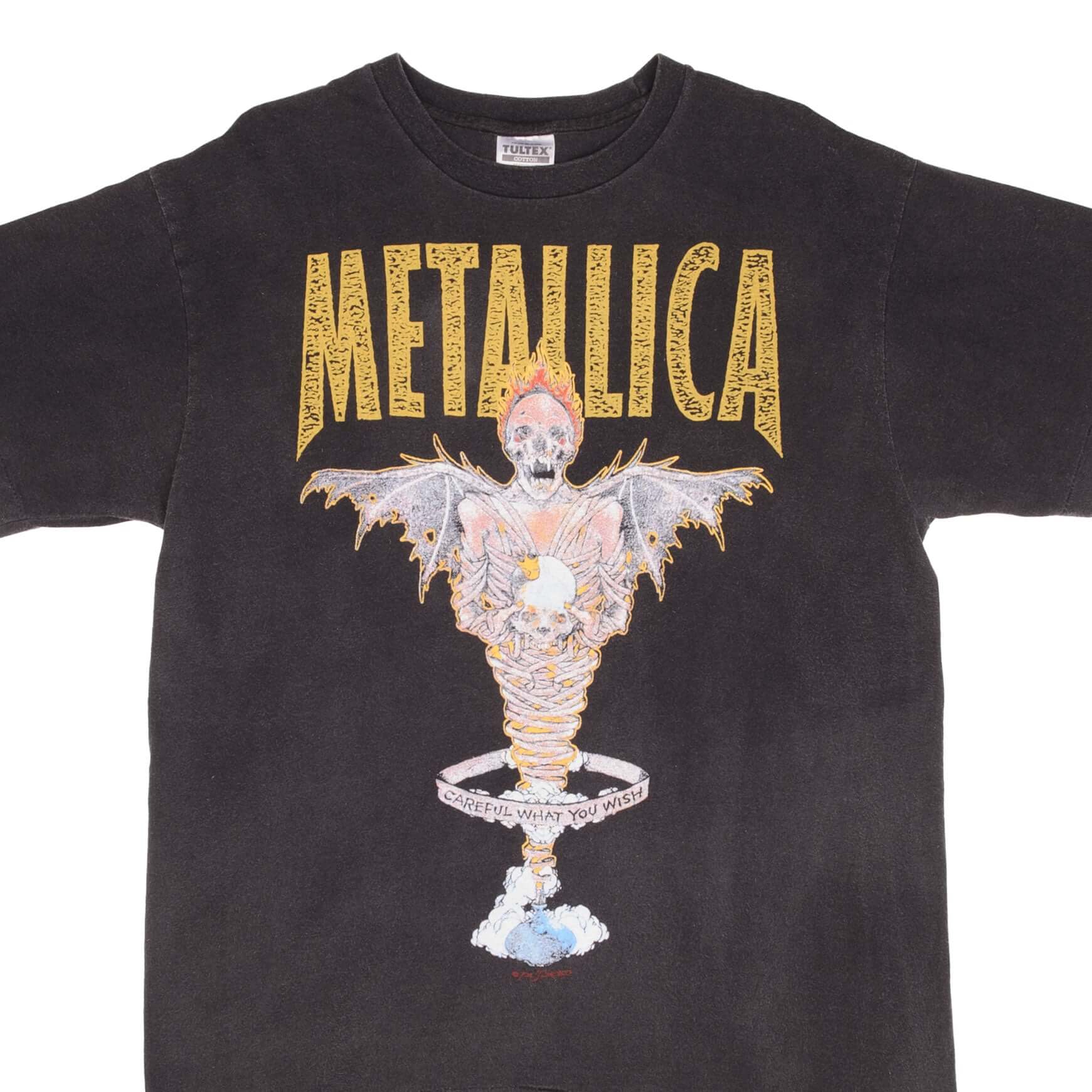 Vintage Metallica Bootleg Tee Shirt - Careful What You Wish - XL Size Single Stitch for Concerts & Rock Music Events