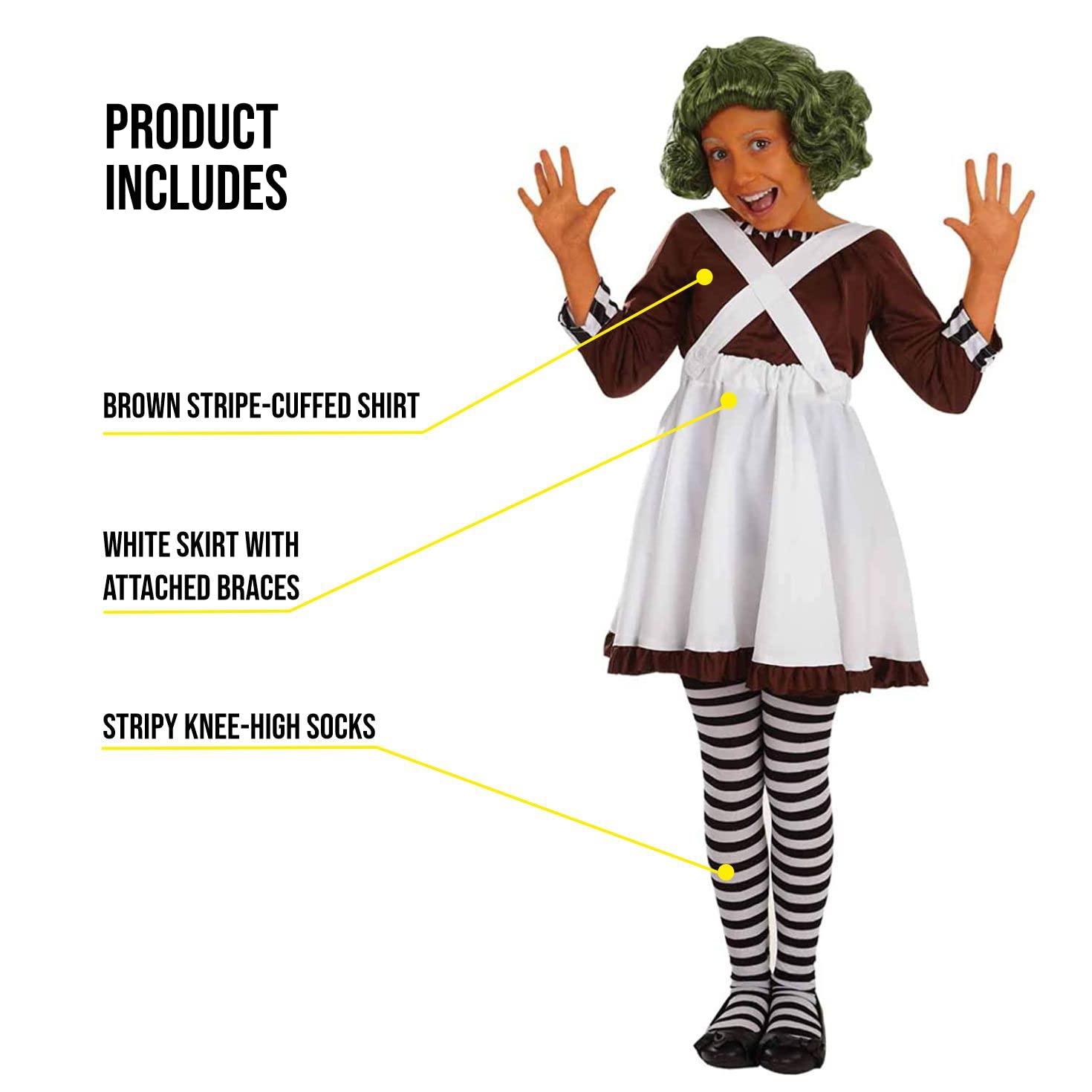 Fun Shack Girls Chocolate Factory Costume - Kids Book Character Dress for Halloween & Cosplay - Perfect for Halloween Parties, Book Week & Dress-Up Events
