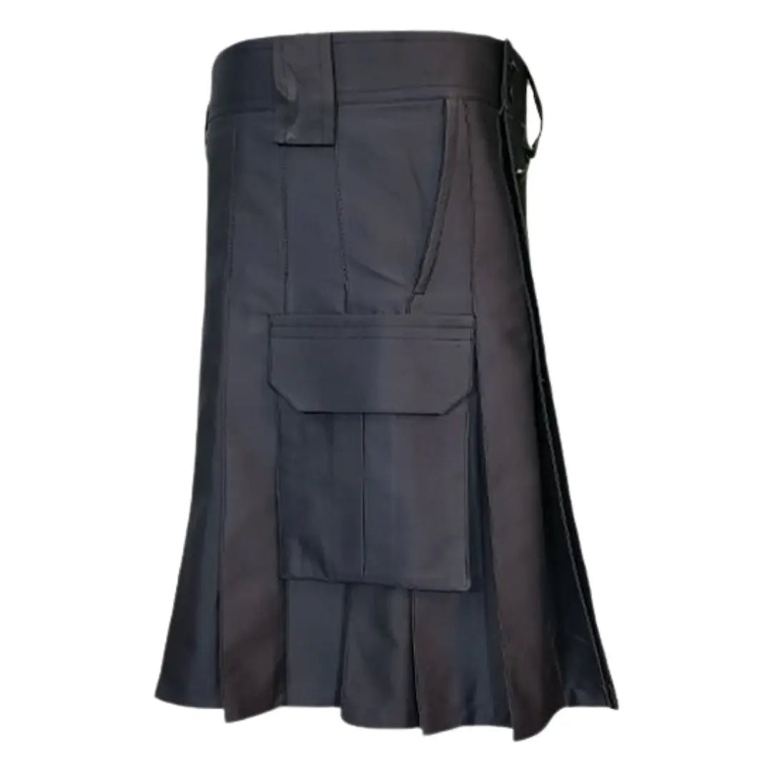 Men's Black Tactical Utility Kilt with Front Pockets - Durable Outdoor Kilt for Hiking, Camping & Airsoft | Adjustable Waist for Comfort