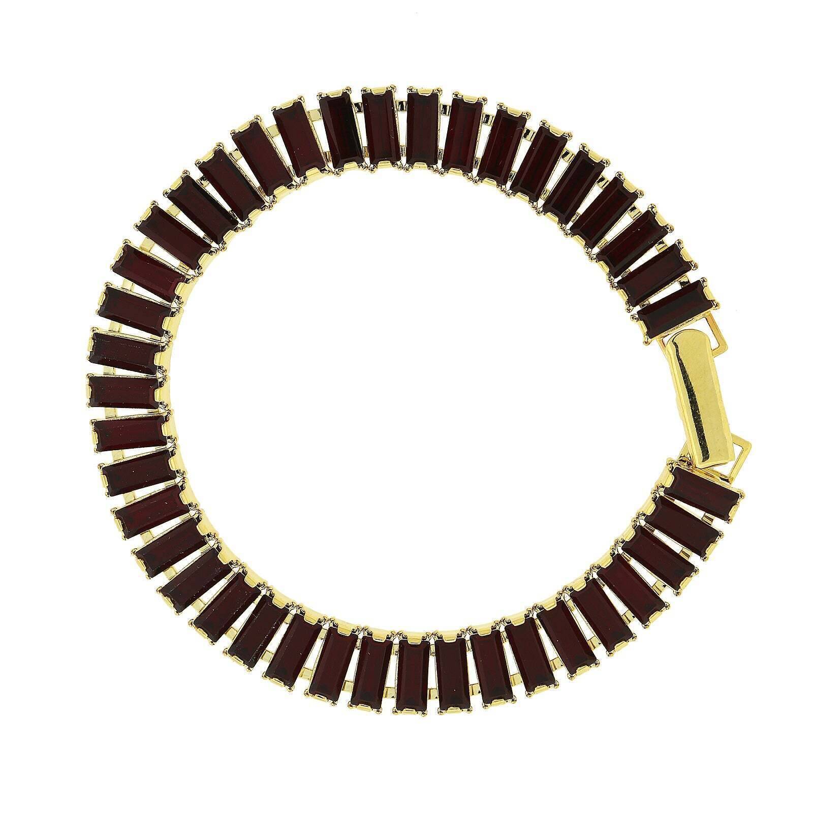 1928 Jewelry Austrian Crystal Baguette Link Bracelet - Elegant Vintage Style Crystal Bracelet for Women, Perfect for Weddings, Parties & Special Occasions