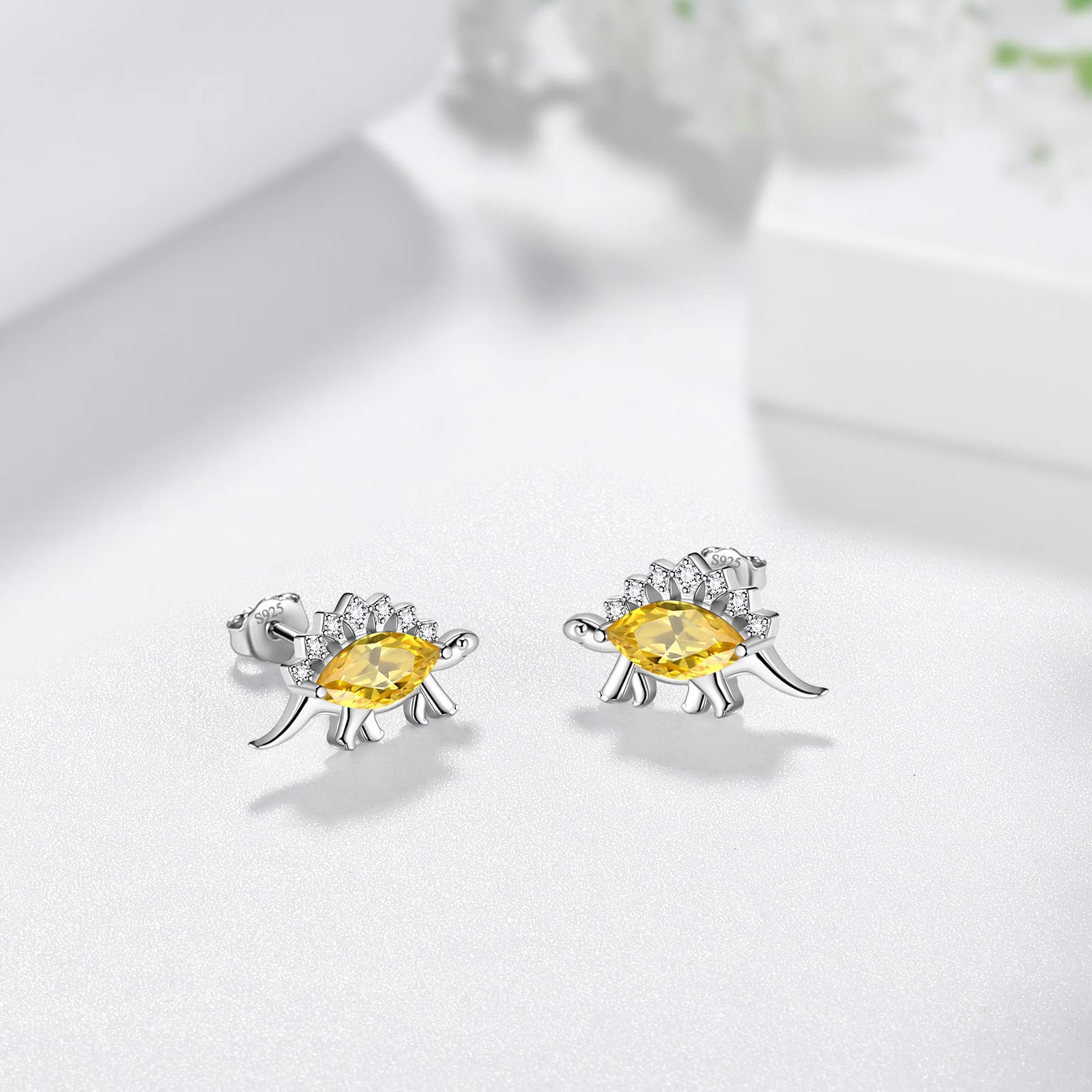 Dinosaur Jewelry Set for Girls - Cute Stegosaurus & T-Rex Necklace with Matching Earrings, Bracelet & Ring | Animal Lover Gift for Women, Girlfriend, Daughter | Perfect Birthday Gift for Kids & Teens | Great for School, Parties & Everyday Wear