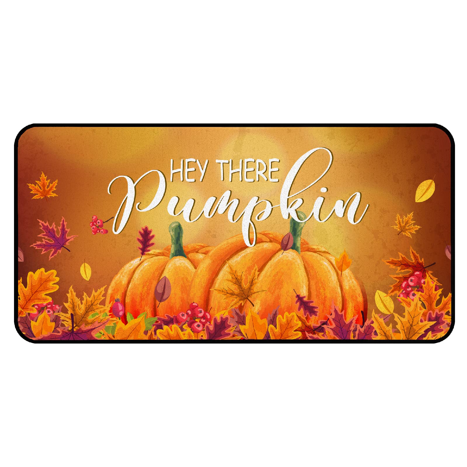 ROMAMIGO Non-Slip Fall Pumpkins Kitchen Rug - Cushioned Anti-Fatigue Floor Mat 20x39 Inch - Waterproof Doormat for Sink Area, Perfect for Autumn Home Decor & Cozy Kitchen Accessories | Ideal for Standing Comfort While Cooking & Washing Dishes