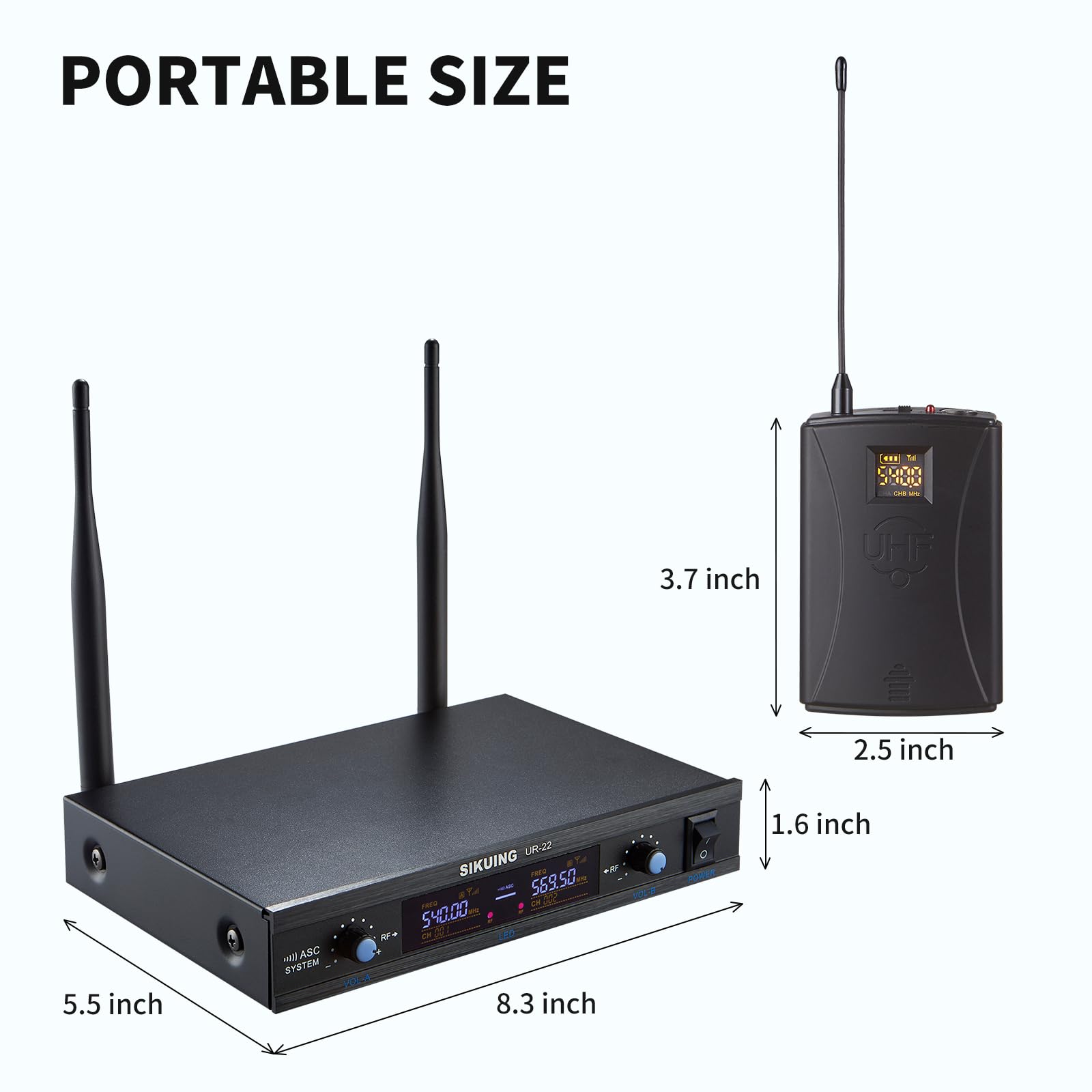 Professional Dual Channel UHF Wireless Microphone System with 2x30 Adjustable Frequencies - Includes Lavalier & Headset Mics for Church, Meetings, Presentations - 300ft Range (2 Bodypack) - Perfect for Worship Services, Corporate Events & Public Speaking