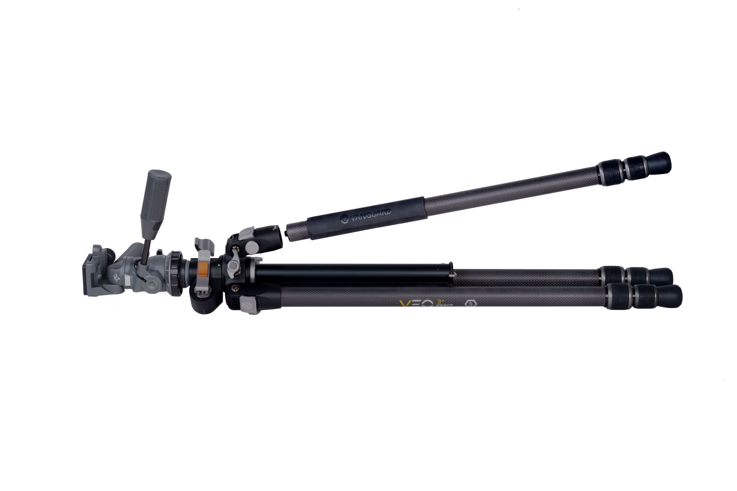 Professional VEO 3+ 263CP Carbon Fiber Tripod with Panhead - Lightweight & Stable for Overhead Shooting, Vlogging, Photography & Travel