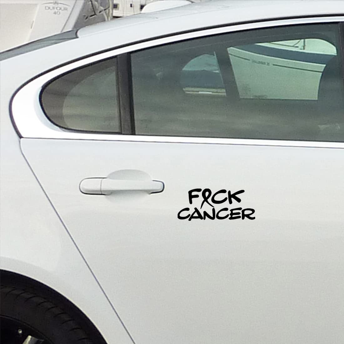 Fk Cancer Quotes (Black) - Set of 2 Premium Waterproof Vinyl Decal Stickers for Laptop, Phone, Helmet, Car Window, Bumper, Mug, Cup, Door & Wall - Motivational Decor for Cancer Awareness & Support