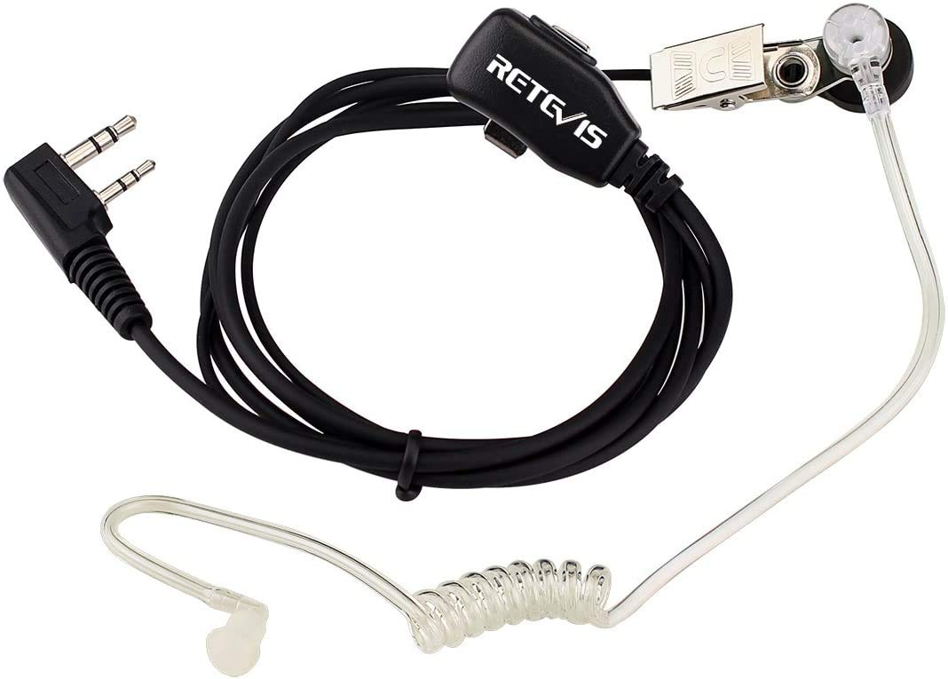 10 Pack Retevis Walkie Talkie Earpiece with Microphone - 2 Pin Acoustic Tube Headset Compatible with Baofeng UV-5R, Retevis H-777, RT21, RT22 & Arcshell AR-5 Two Way Radios - Perfect for Security, Construction & Outdoor Activities