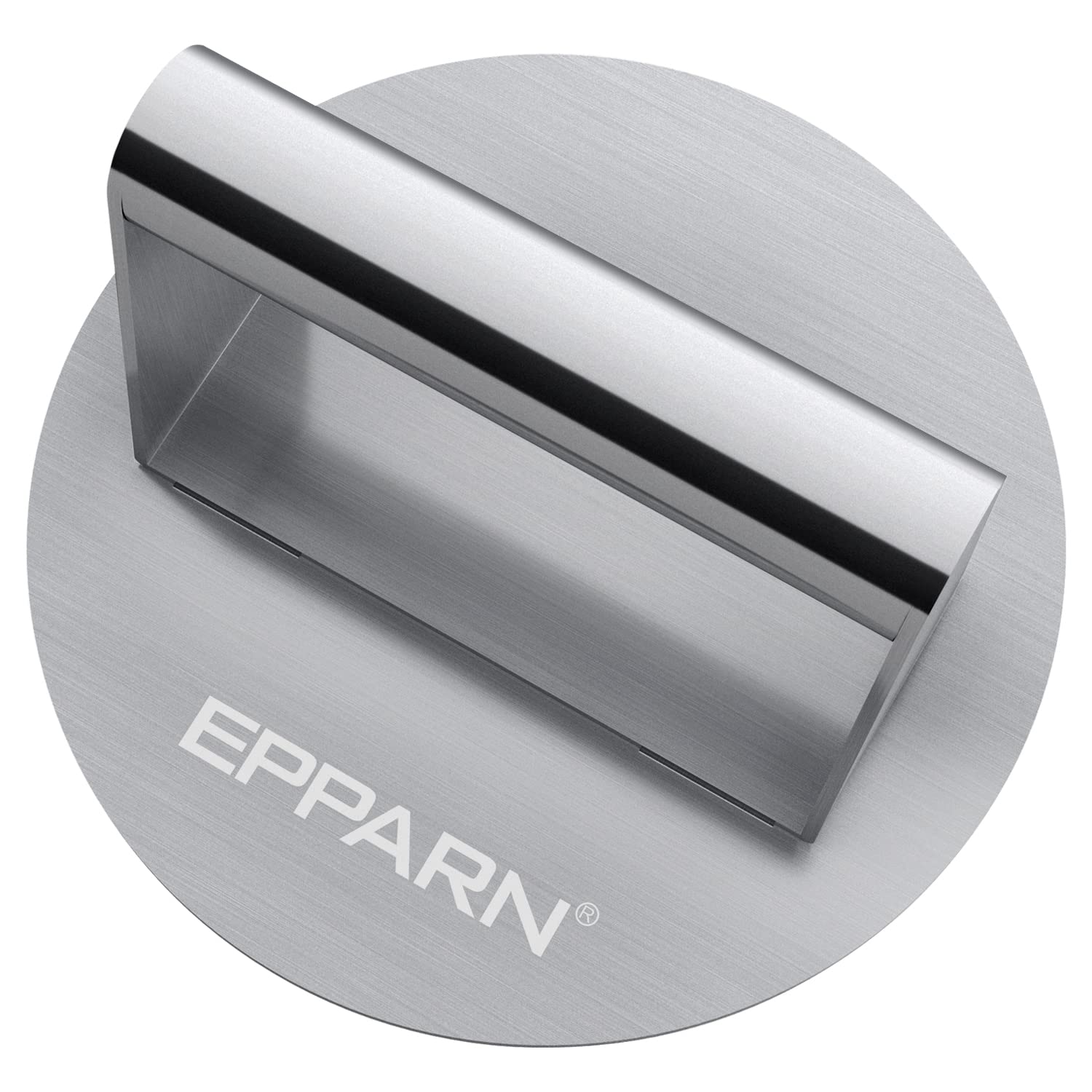 EPPARN 5.5 Inch Stainless Steel Burger Press & Smasher - Professional Hamburger Patty Maker for Griddle Cooking - Perfect for Smash Burgers, Bacon Press, and Flat Top Grill Accessories (Great for Backyard BBQs, Restaurant Use, and Home Kitchen Cooking)