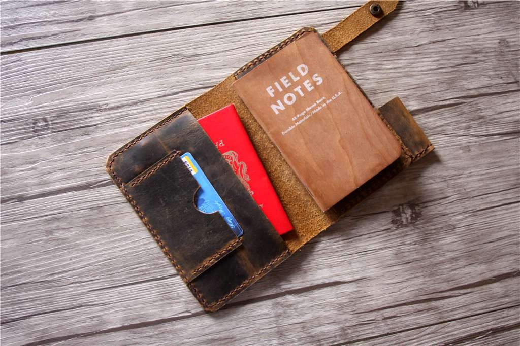 Personalized Leather Cover Wallet for Field Notes - Custom Name Engraved - Perfect for Journaling, Travel & Everyday Carry