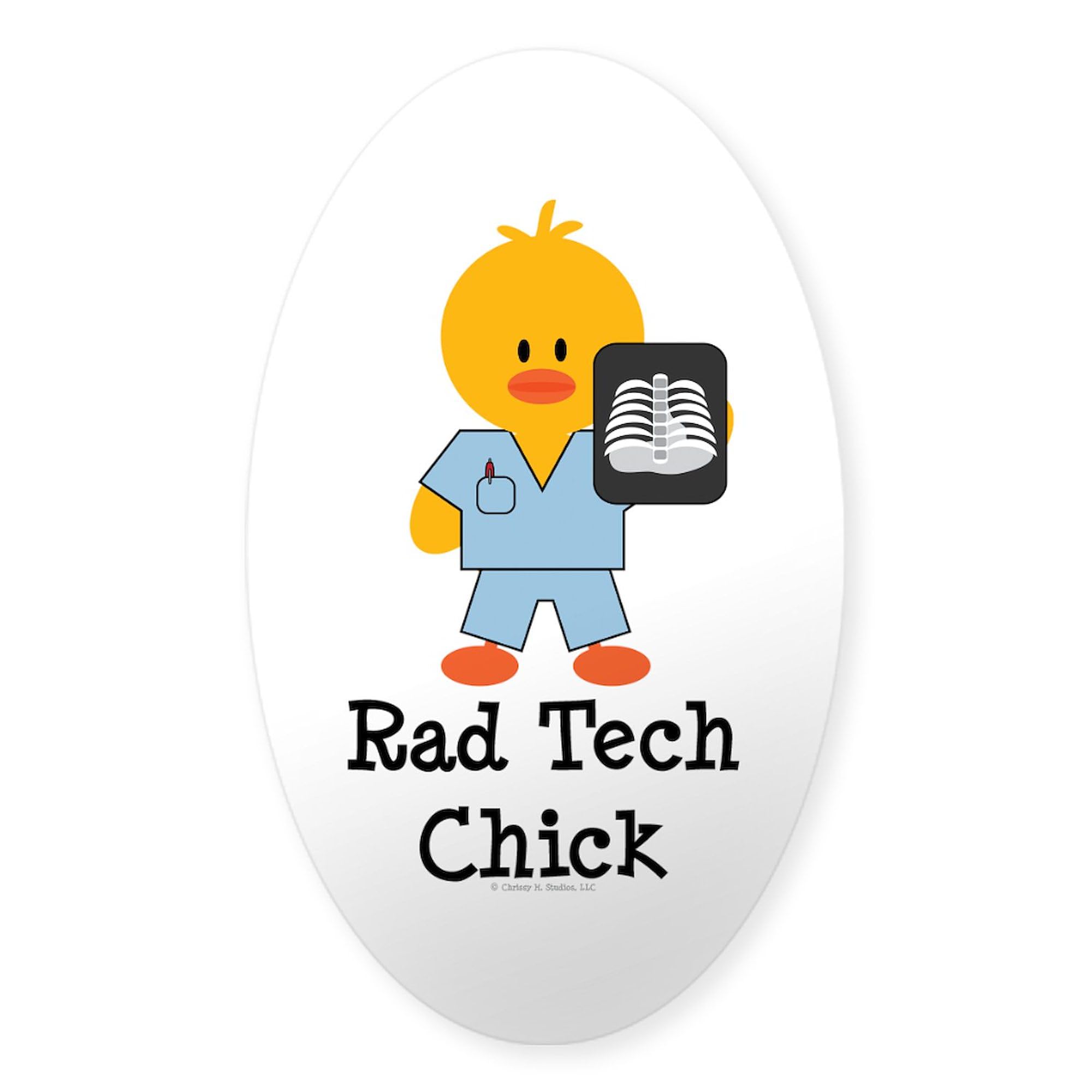 Rad Tech Chick Oval Sticker - Funny Medical Car Bumper Decal for Radiologists & X-Ray Technicians - Perfect for Cars, Laptops & Water Bottles