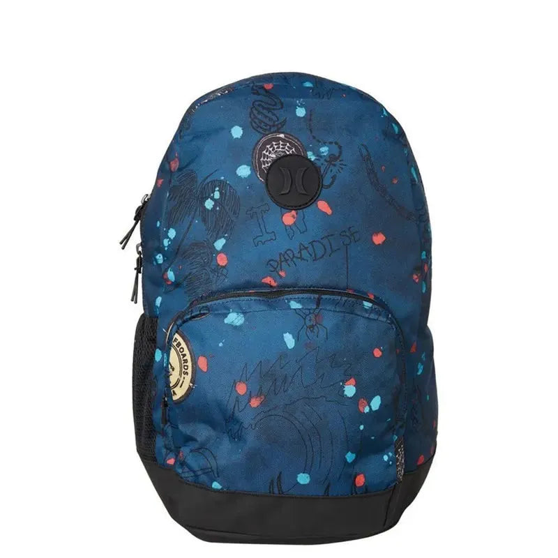 Hurley Blockade II Scribble Blue Print Backpack - Stylish & Durable School, Travel & Outdoor Backpack for Men & Women