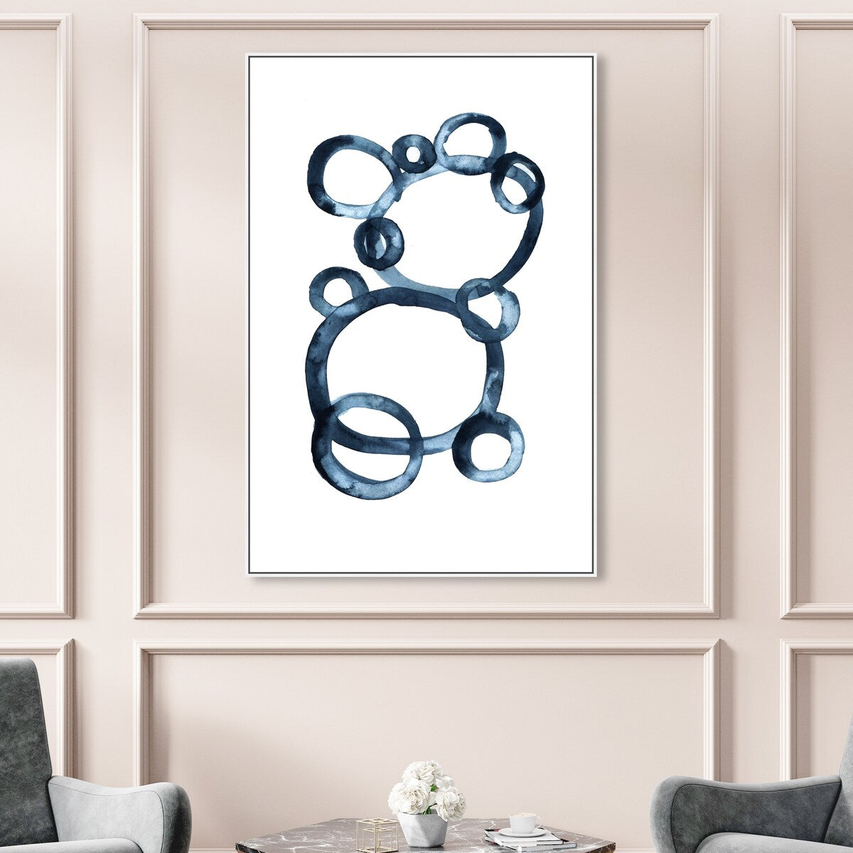 Bear Bubbles Modern Baby Bear Fingerpainted Art - White Framed Canvas Wall Print for Nursery & Boys Room Decor - Perfect for Baby Showers, Kids Bedrooms & Playroom Wall Art