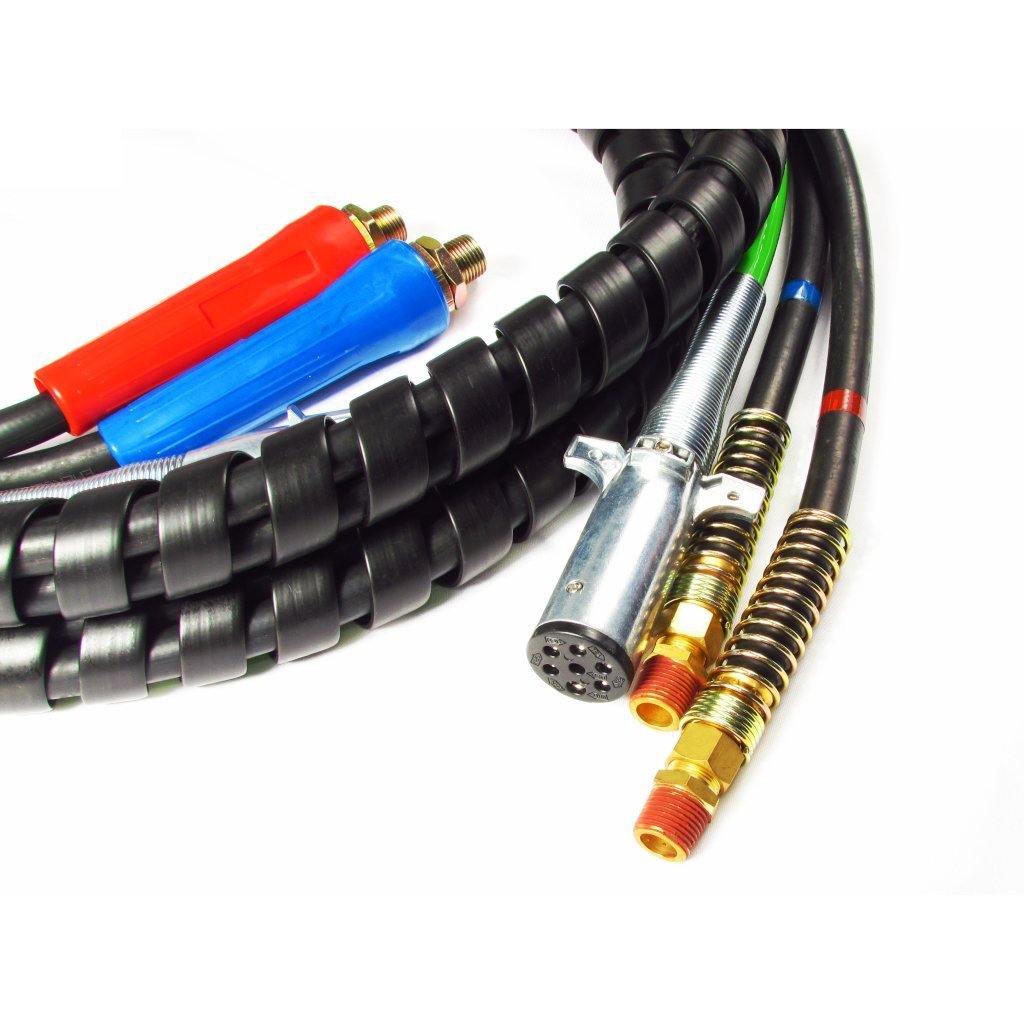 Fortpro 15Ft 3-in-1 ABS and Air Hoses Assembly Wrap with 7-Way Electrical ABS Trailer Cord & 2 Air Hoses - Replacement for 42045656, 451098, 169157 | F235507 | Ideal for Heavy-Duty Trucking and Trailer Maintenance