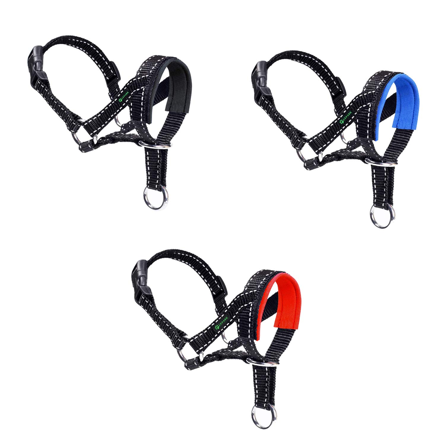 Reflective Dog Head Halter with Safety Strap - No Pull Dog Collar for Small, Medium & Large Dogs (Size S, Blue) - Perfect for Walking, Training & Nighttime Safety