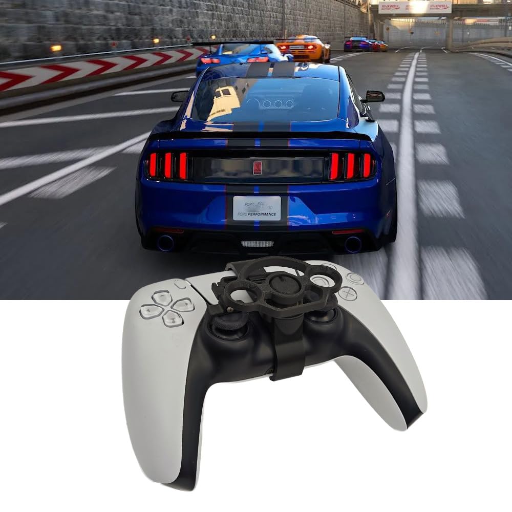 PS5/PS5 Slim Replacement Mini Racing Wheel - USB Game Controller Accessory with Haptic Feedback & Modular Design (Black) - Perfect for Racing Games & Simulation Driving