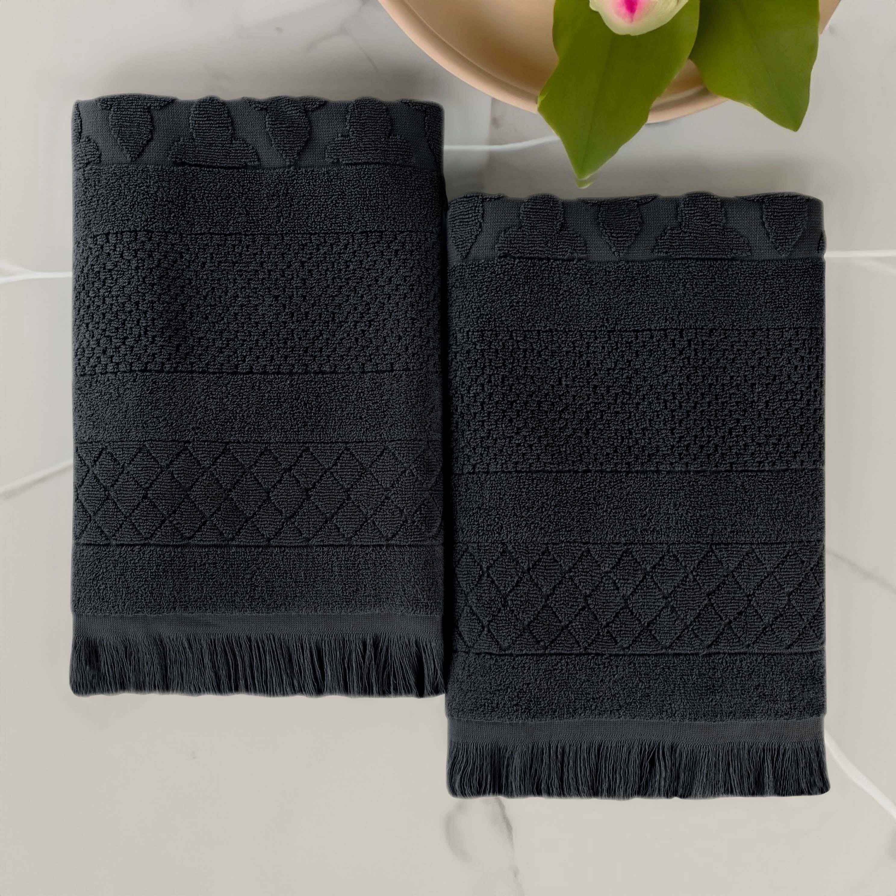 Premium Rolla Cotton Geometric Jacquard Plush Absorbent Bath Sheet Set of 2 - Ultra Soft & Quick Dry Bath Towels for Spa, Gym, Beach & Luxury Bathroom Decor