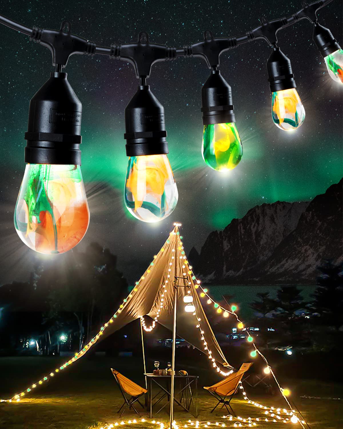 32ft Outdoor String Lights with 10 Shatterproof Resin Bulbs - Colorful Bistro Lights for Patio, Garden, Backyard & Cafe Decor | Waterproof Hanging Lights for Parties, Weddings & Outdoor Events